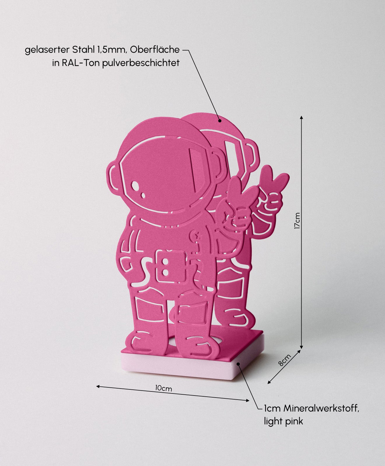 Windlicht Metall MILCHSTRAßE ASTRONAUT RAL 4010 Telemagenta glänzend