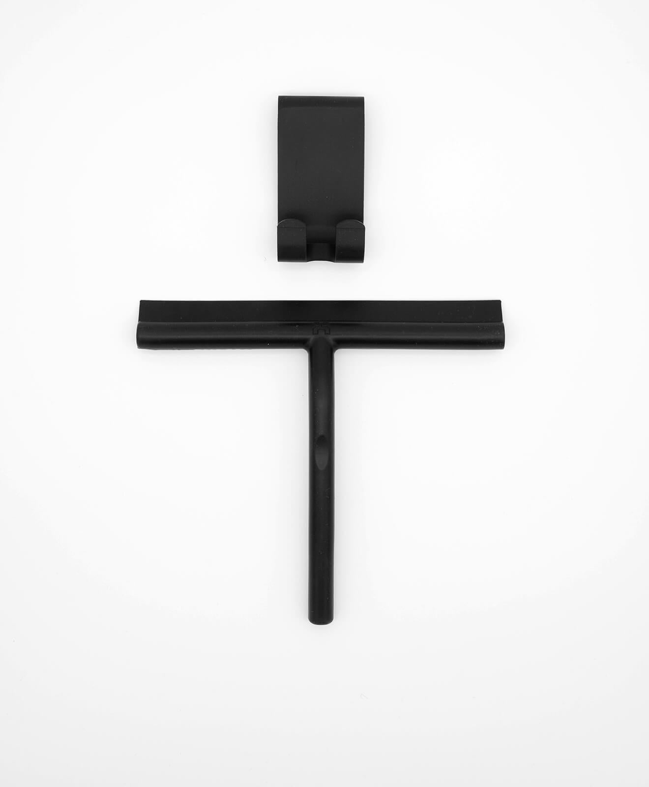 Abzieher aus Silikon in Schwarz mit Halterung für Bad und mehr von KAWENTSMANN