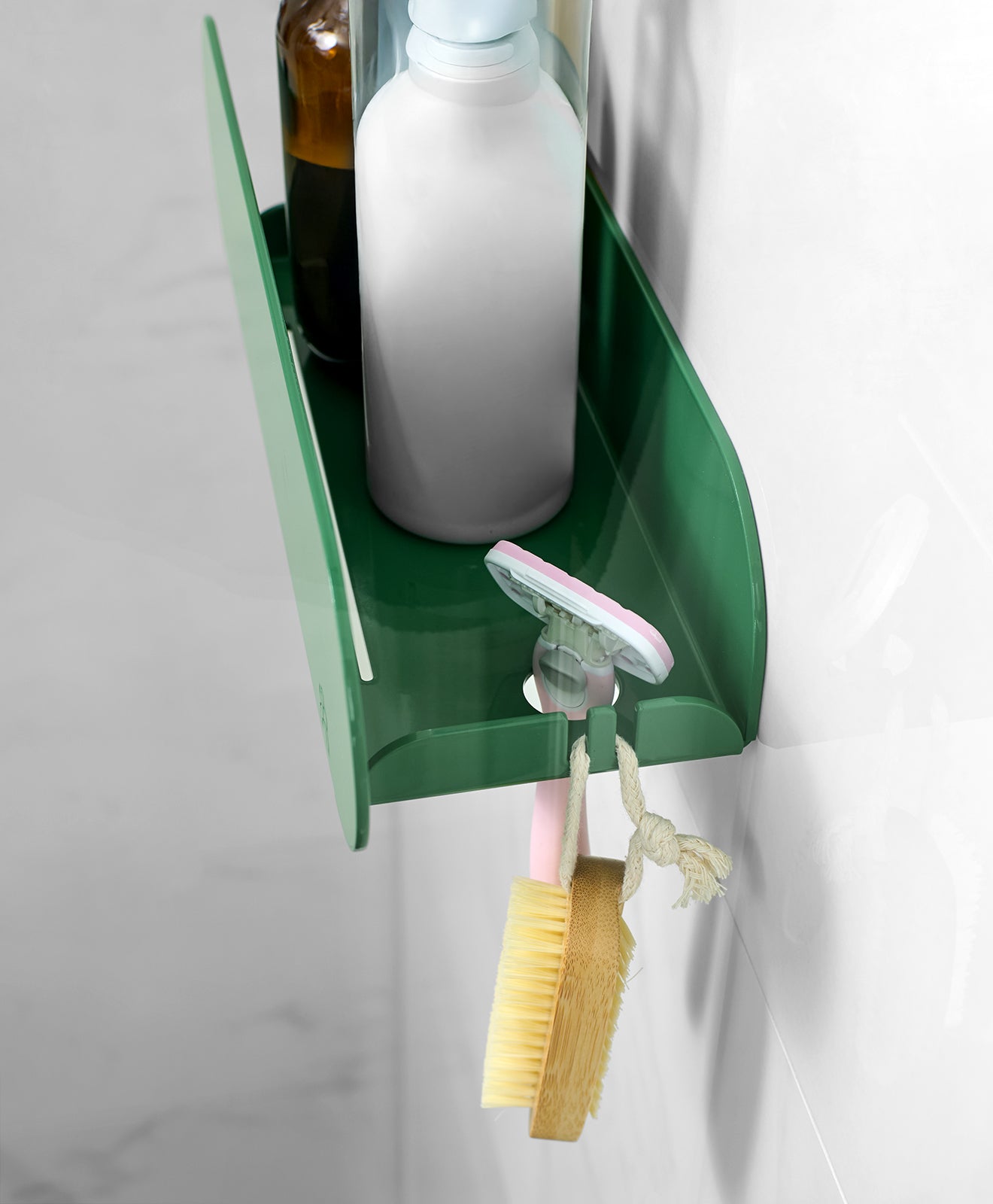 Duschablage ohne Bohren ORBI in Grün Detailaufnahme