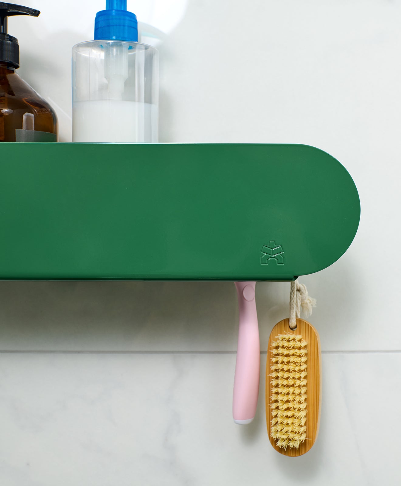 Duschablage ohne Bohren ORBI in Grün - Detailaufnahme Front