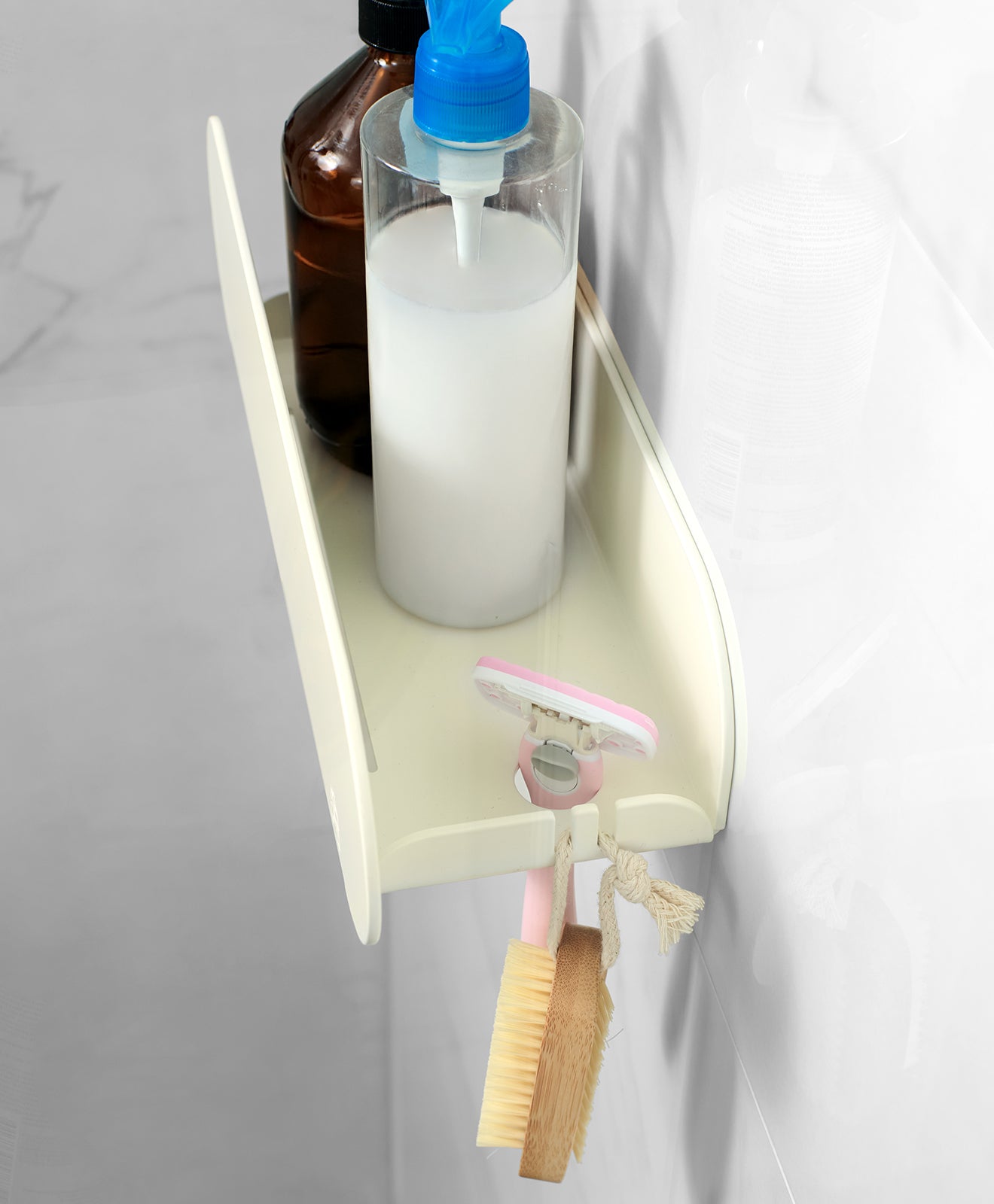 Duschablage ohne Bohren ORBI in Weiß - Detailaufnahme