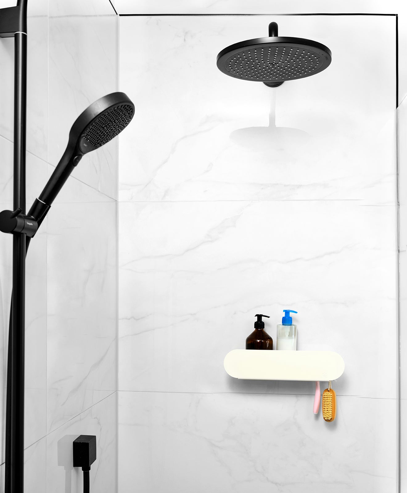 Duschablage ohne Bohren ORBI in Weiß in der Duschkabine