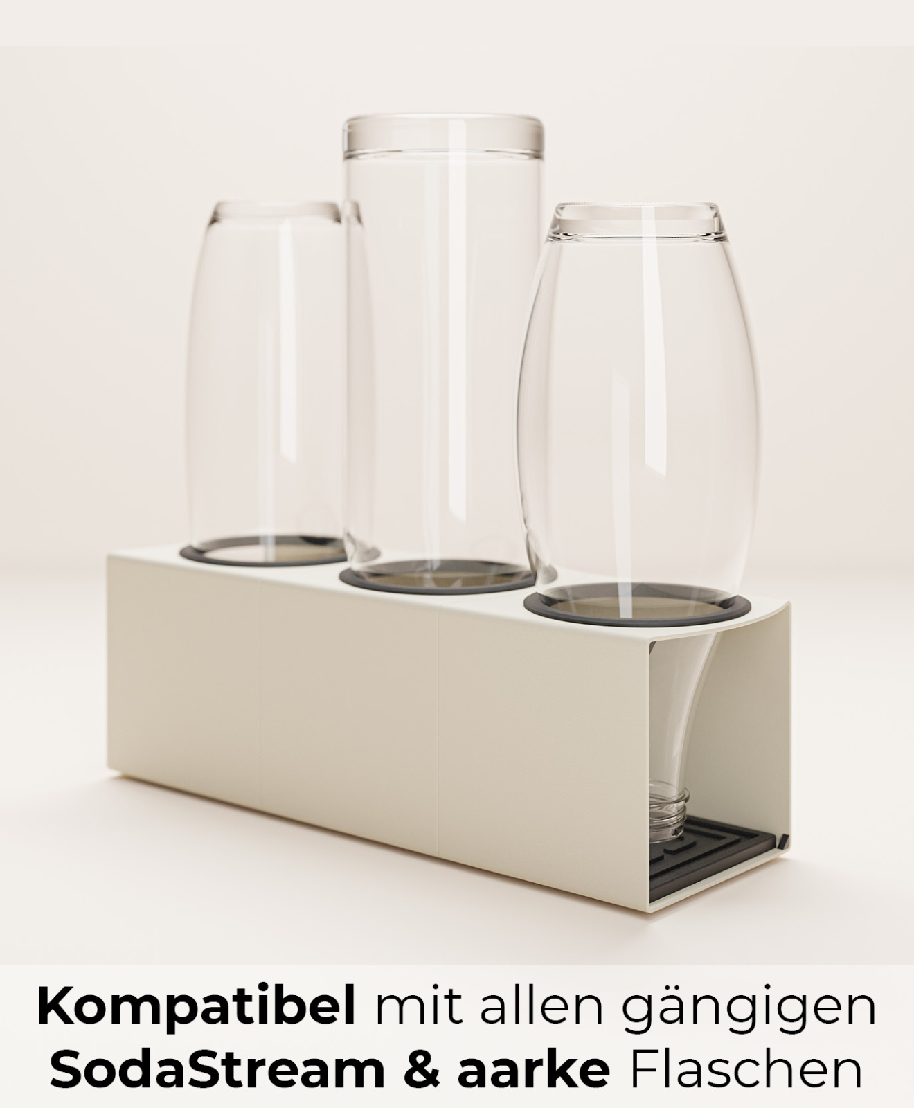 KJUB Flaschenhalter in Beige - 3 Stück nebeneinander