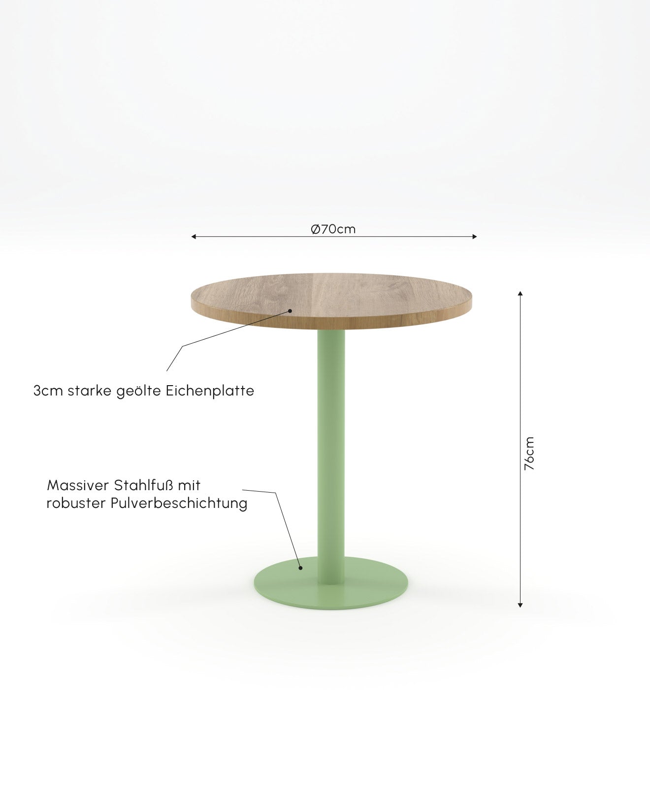 Infobild mit Details zum Bistrotisch Orbi