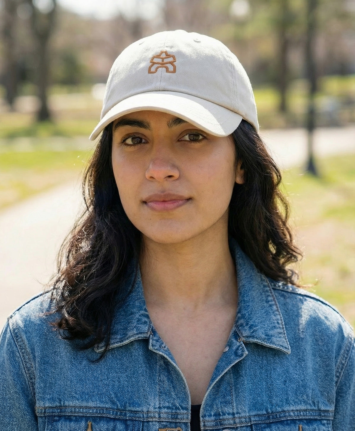 KAWENTSMANN Cap in Beige mit orangenem Logo-Stick