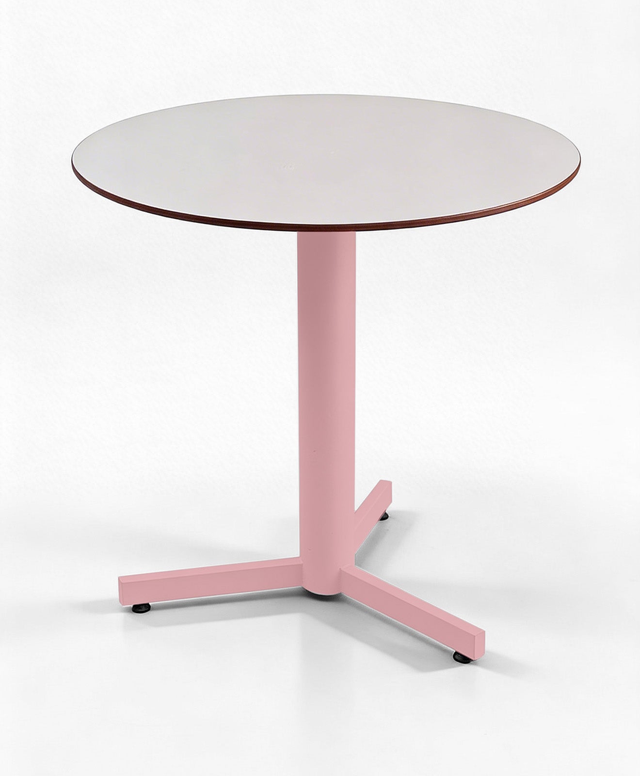 Gartentisch in rund mit Stahlgestell in rosa