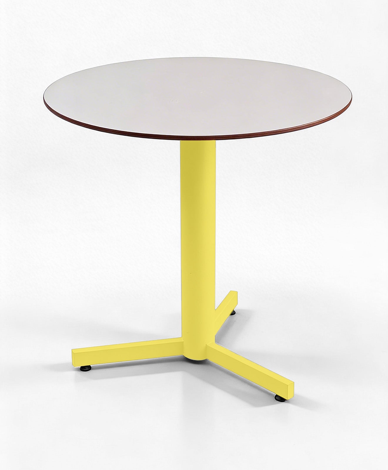 Gartentisch in rund mit Stahlgestell in gelb