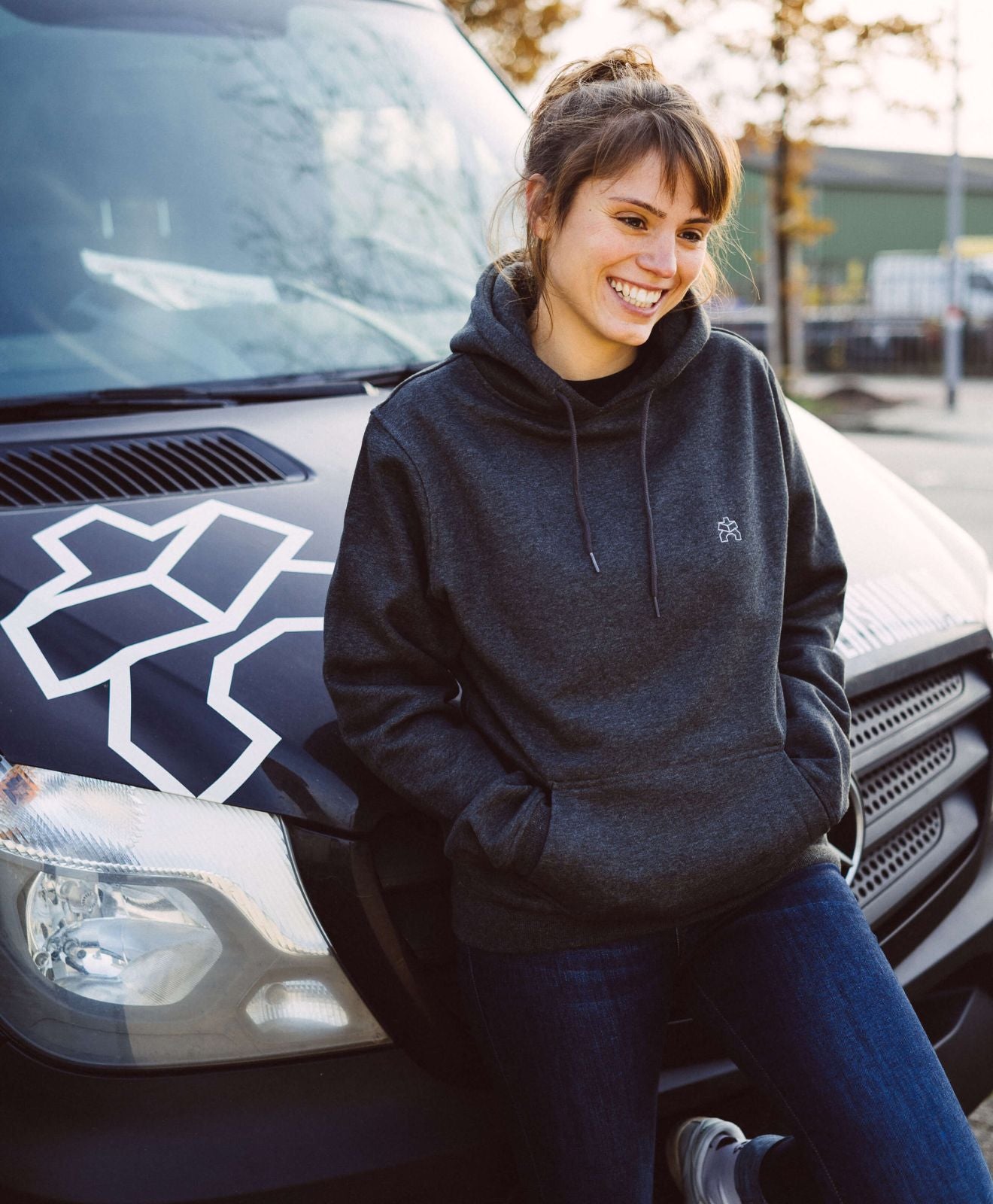 Kawentsmann Hoodie dunkelgrau meliert mit besticktem Logo