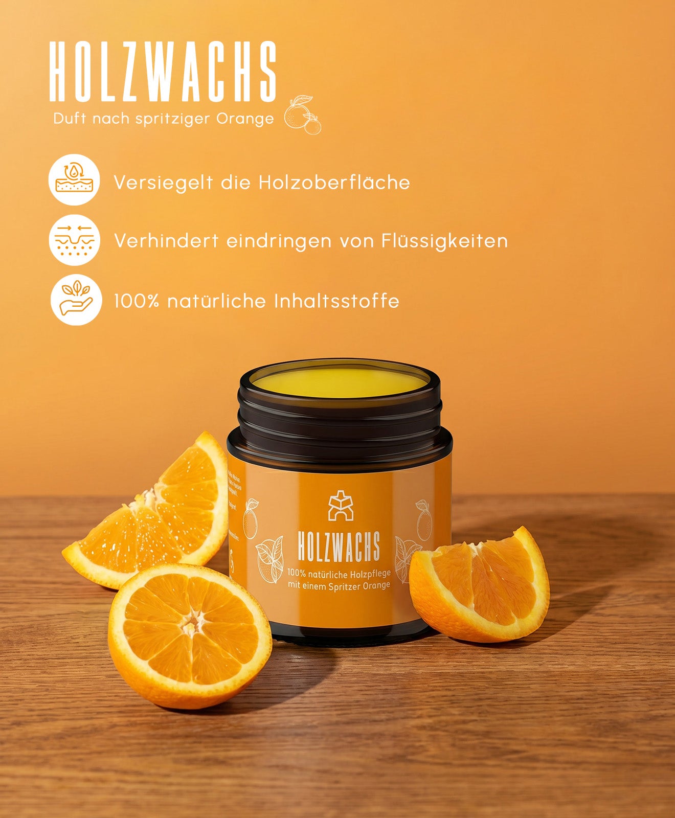 Holzwachs / Holzpflege in einem Glas 60 ml