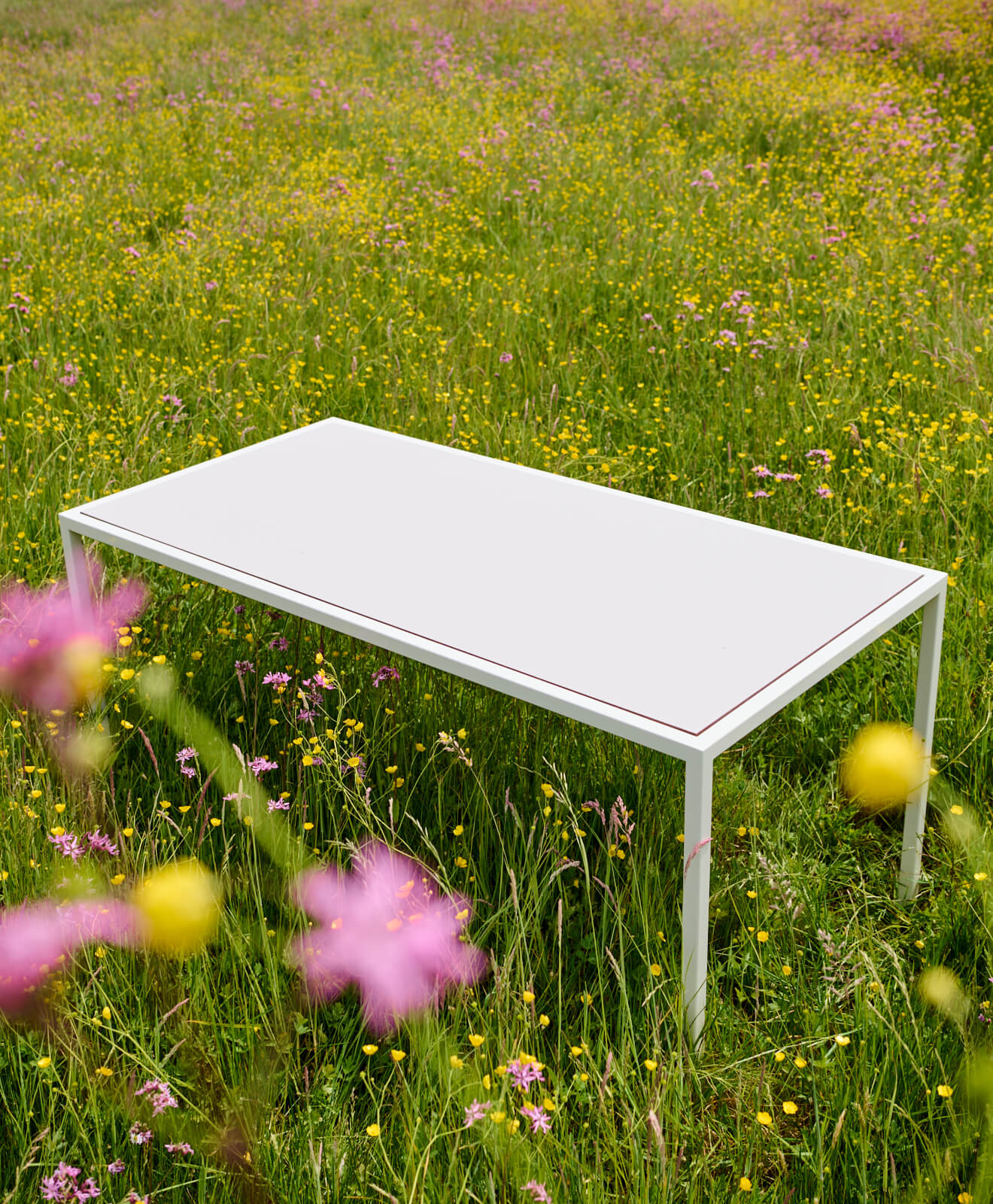 Moodbild vom Outdoor Tisch wetterfest Talon von Kawentsmann auf einer Blumenwiese