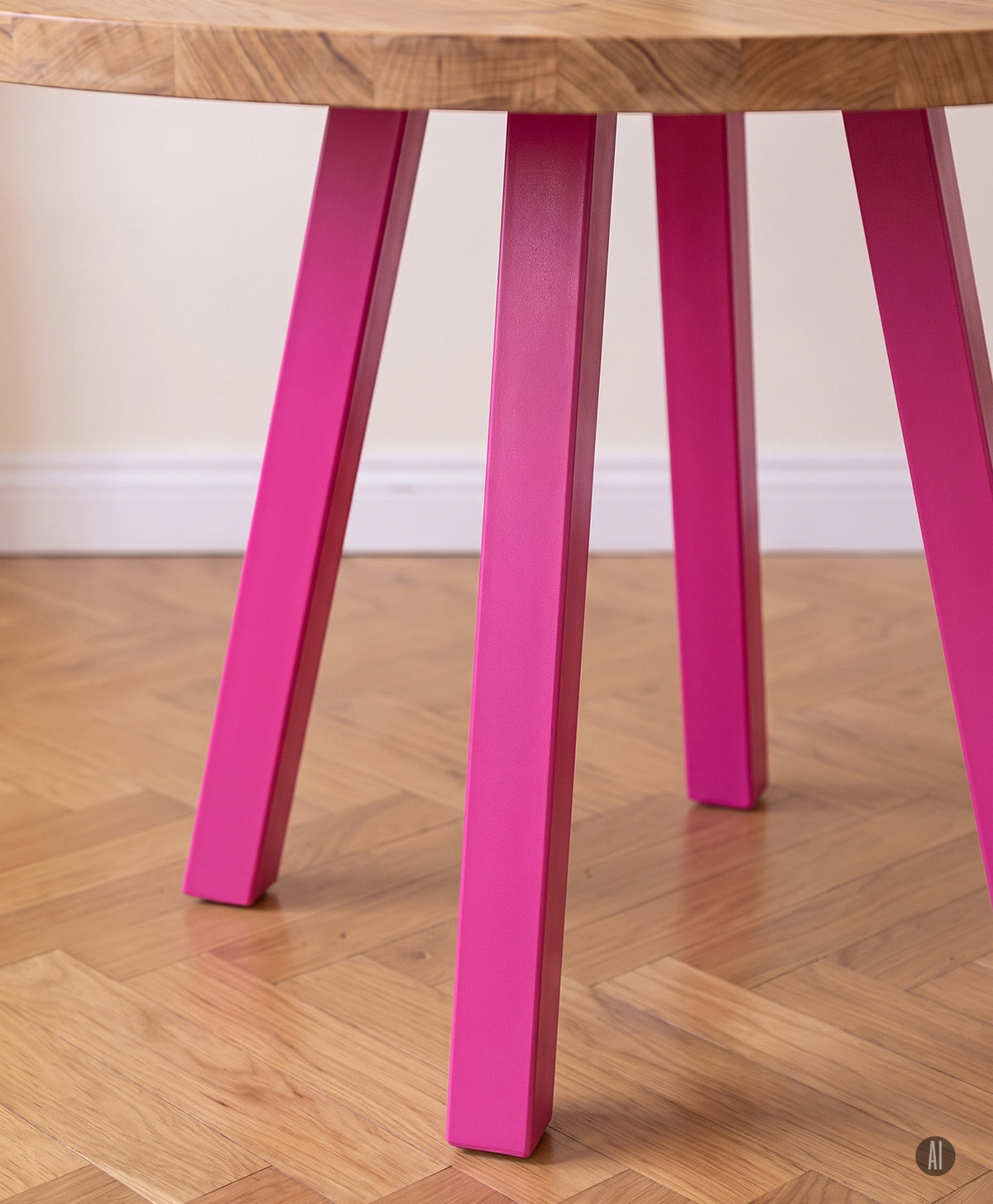 Tisch Massivholz & Stahlgestell rund WILMA