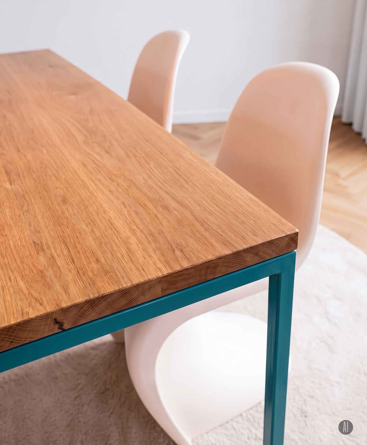 Tisch Massivholz & Stahlgestell ohne Mittelstrebe TALON