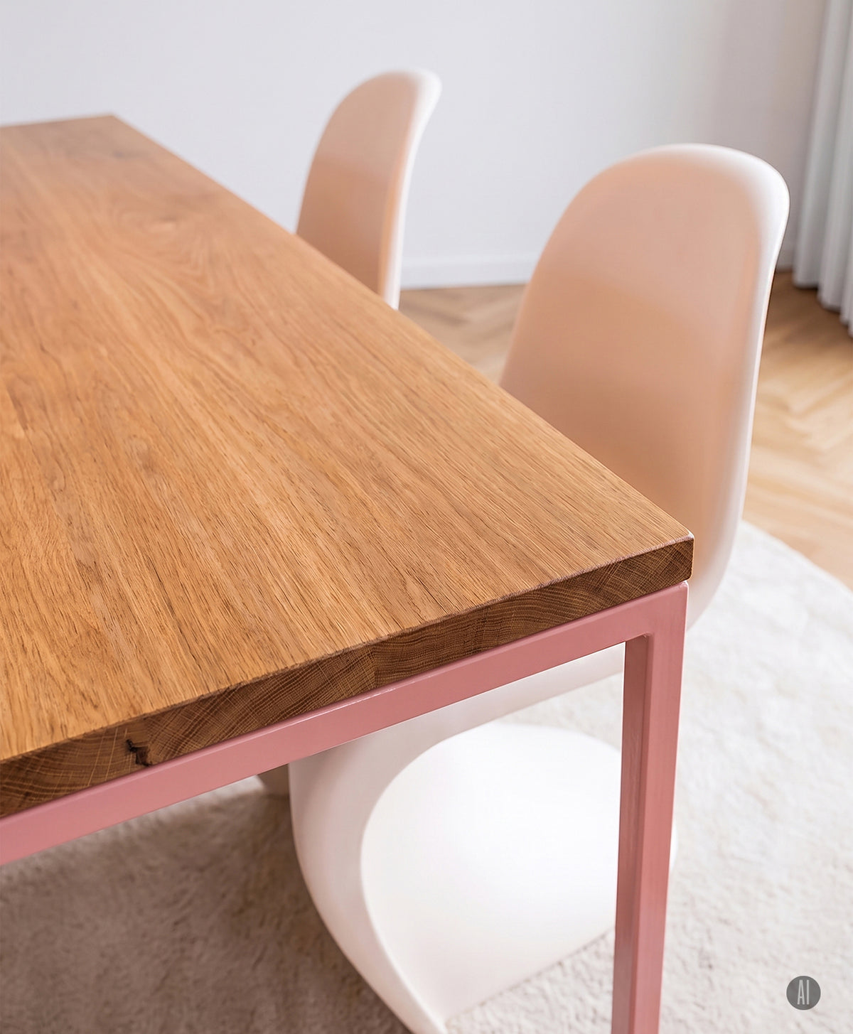 Tisch Massivholz & Stahlgestell ohne Mittelstrebe TALON