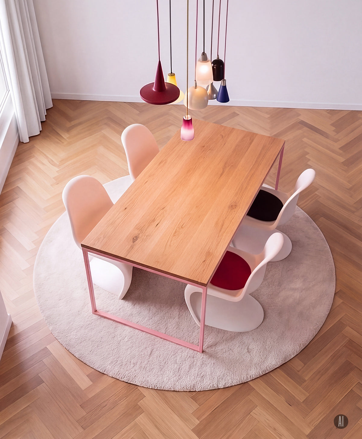 Tisch Massivholz & Stahlgestell ohne Mittelstrebe TALON