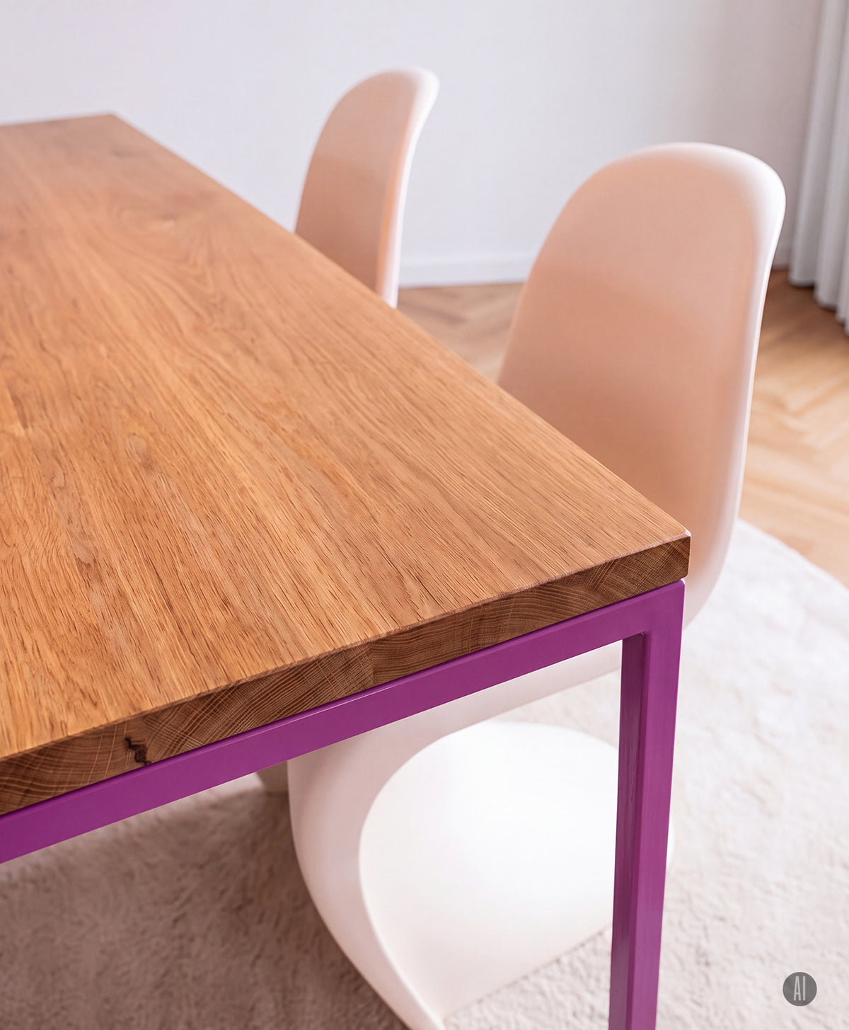 Tisch Massivholz & Stahlgestell ohne Mittelstrebe TALON