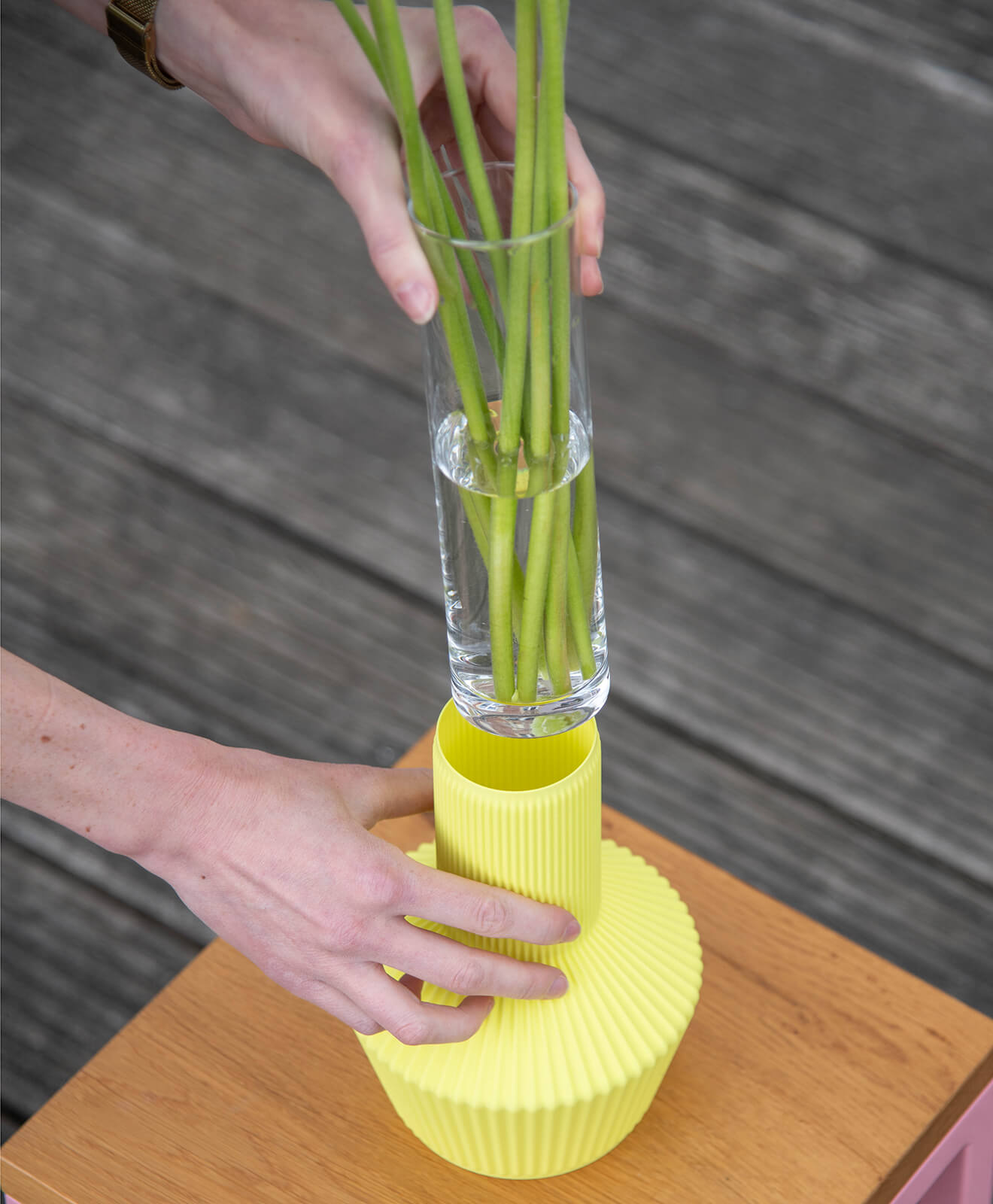 Vase 3D Druck von Kawentsmann in Kooperation mit Recozy LIV Glaseinsatz