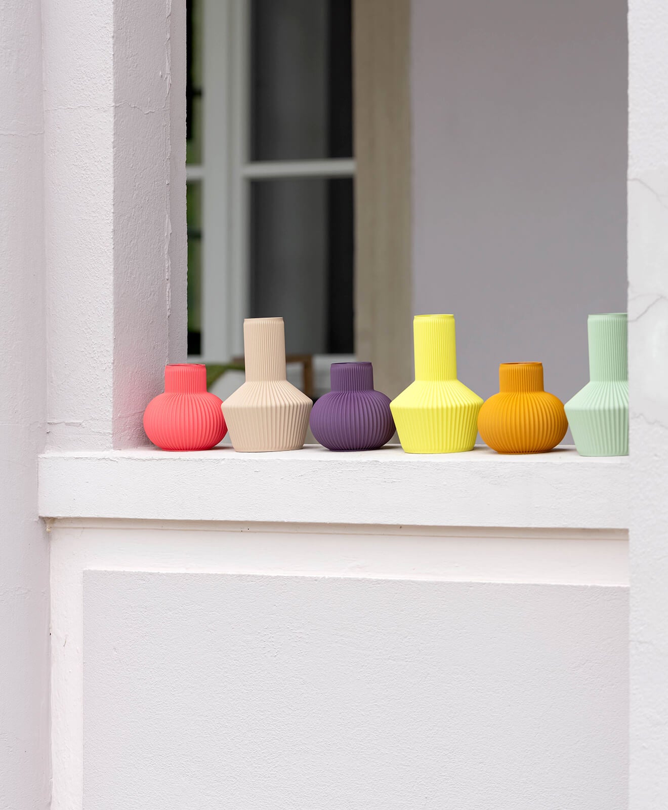 Vase 3D Druck von Kawentsmann in Kooperation mit Recozy LOU & LIV alle Farben nebeneinander