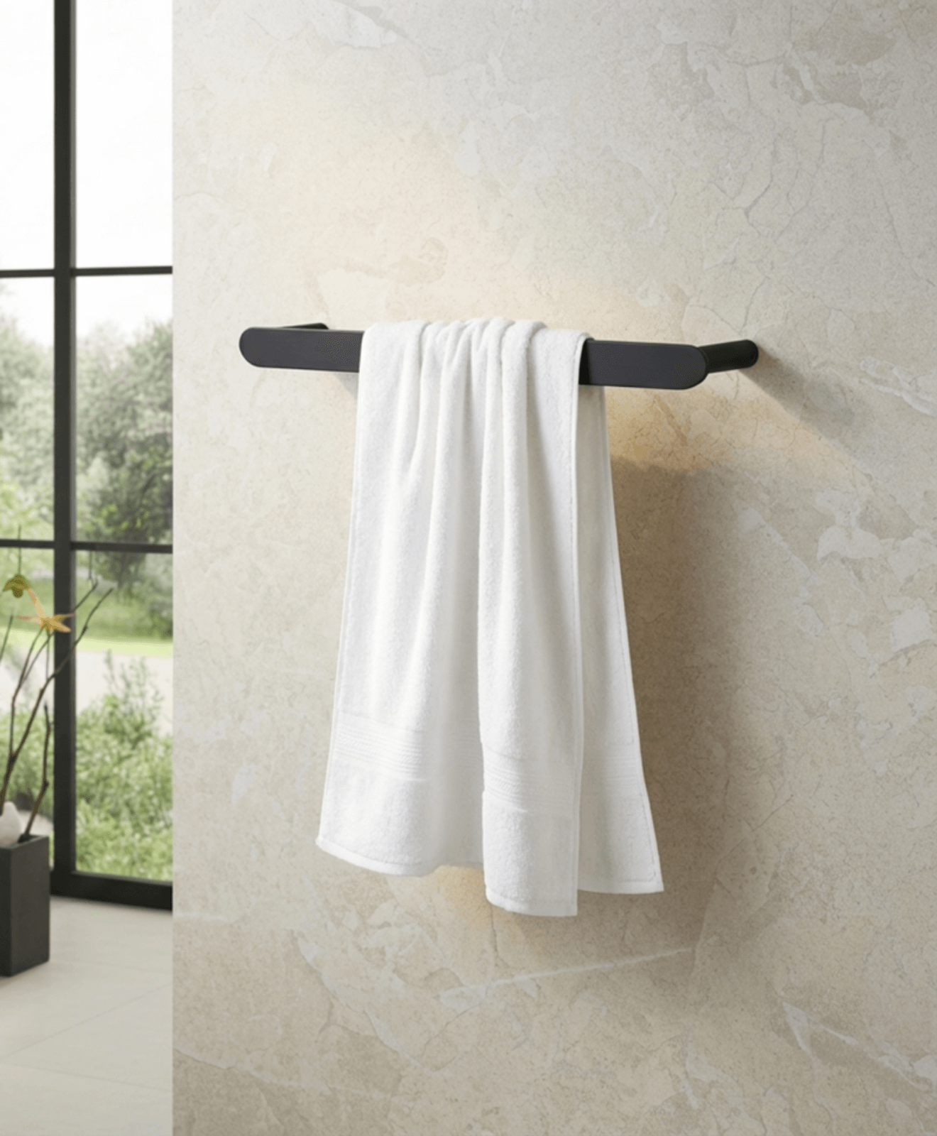 Handtuchhalter ORBI in Schwarz horizontal aufgehängt