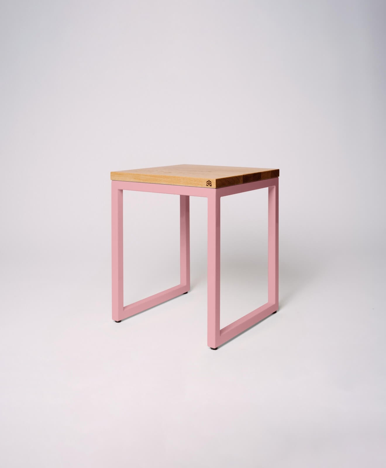 Hocker aus Holz (Eiche) mit Stahlgestell von Kawentsmann - Produktbild