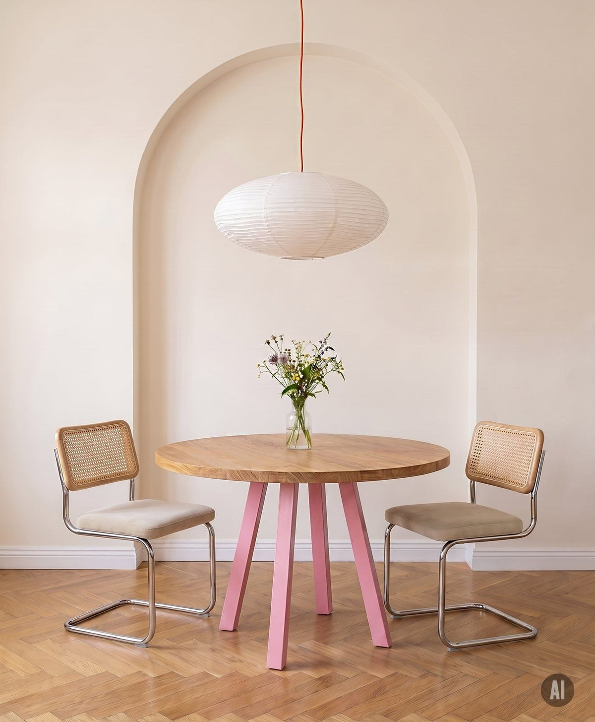 Tisch rund Massivholz & Stahlgestell WILMA