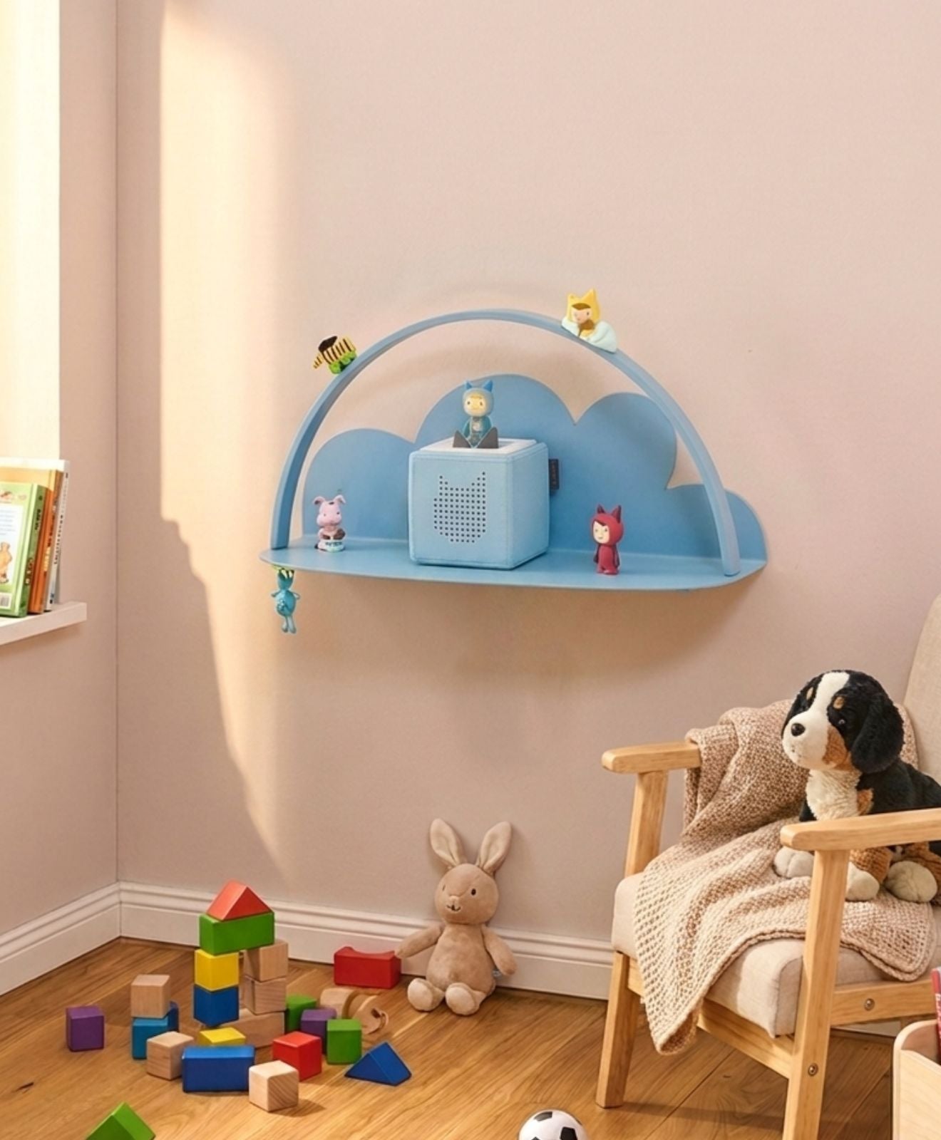 Wand-Regal für die Toniebox Wolke Blau im Kinderzimmer