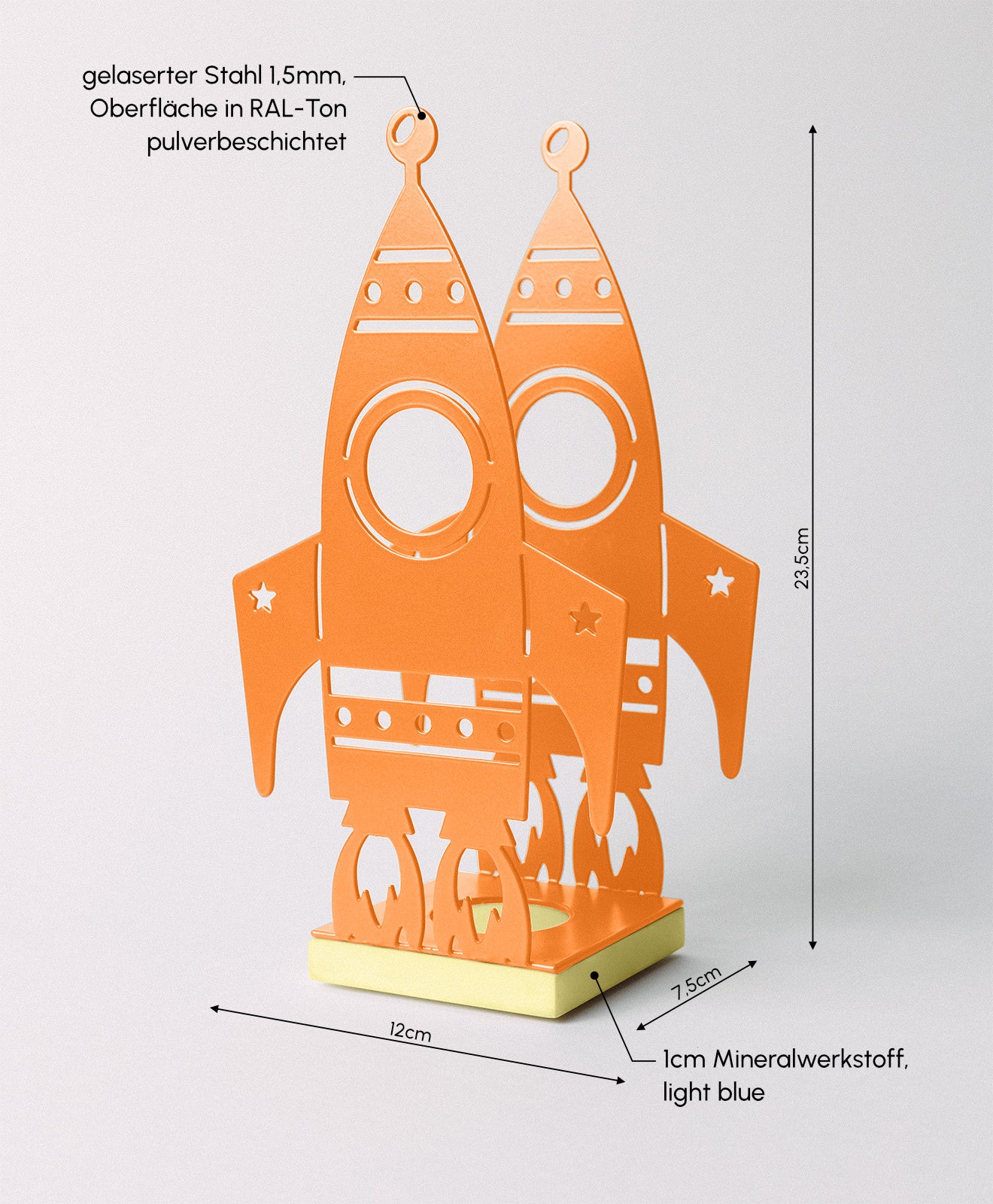 Windlicht Metall MILCHSTRAßE RAKETE Reinorange RAL 2004 glänzend
