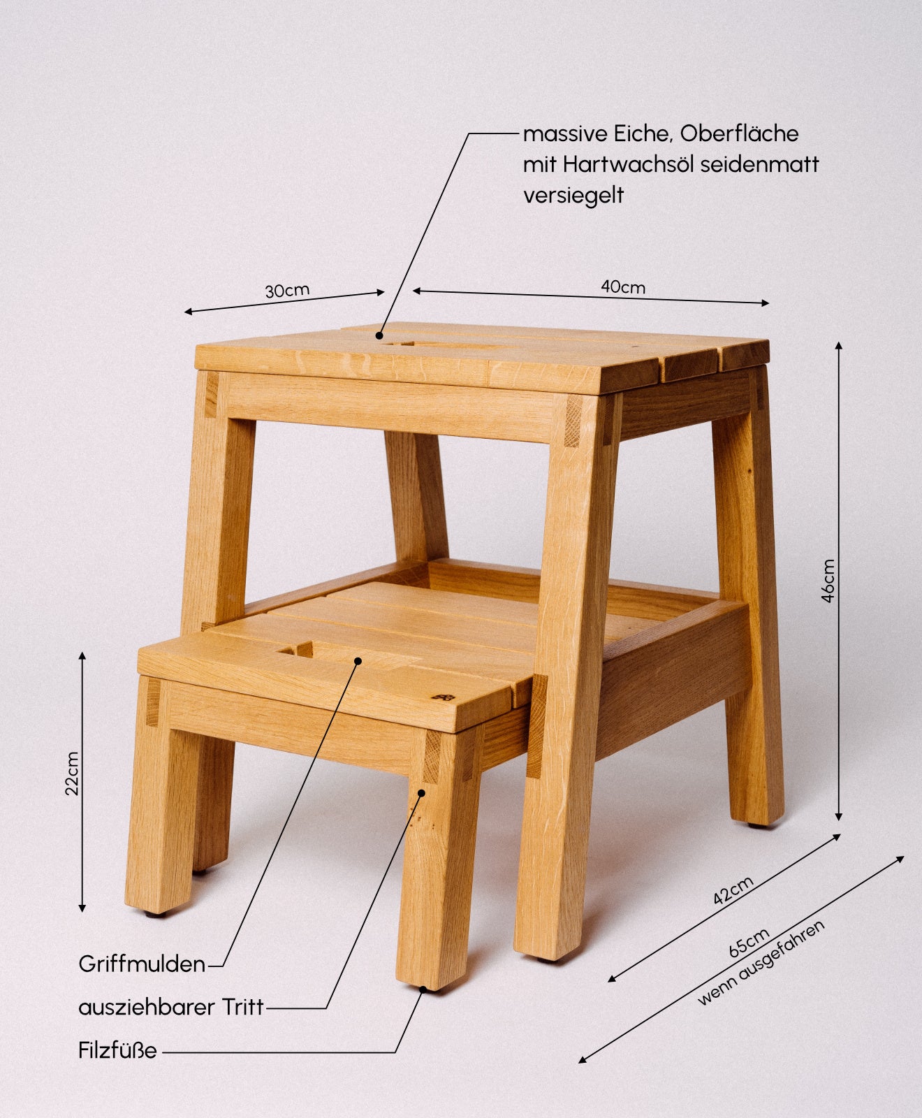 Tritthocker Holz Eiche KURANT