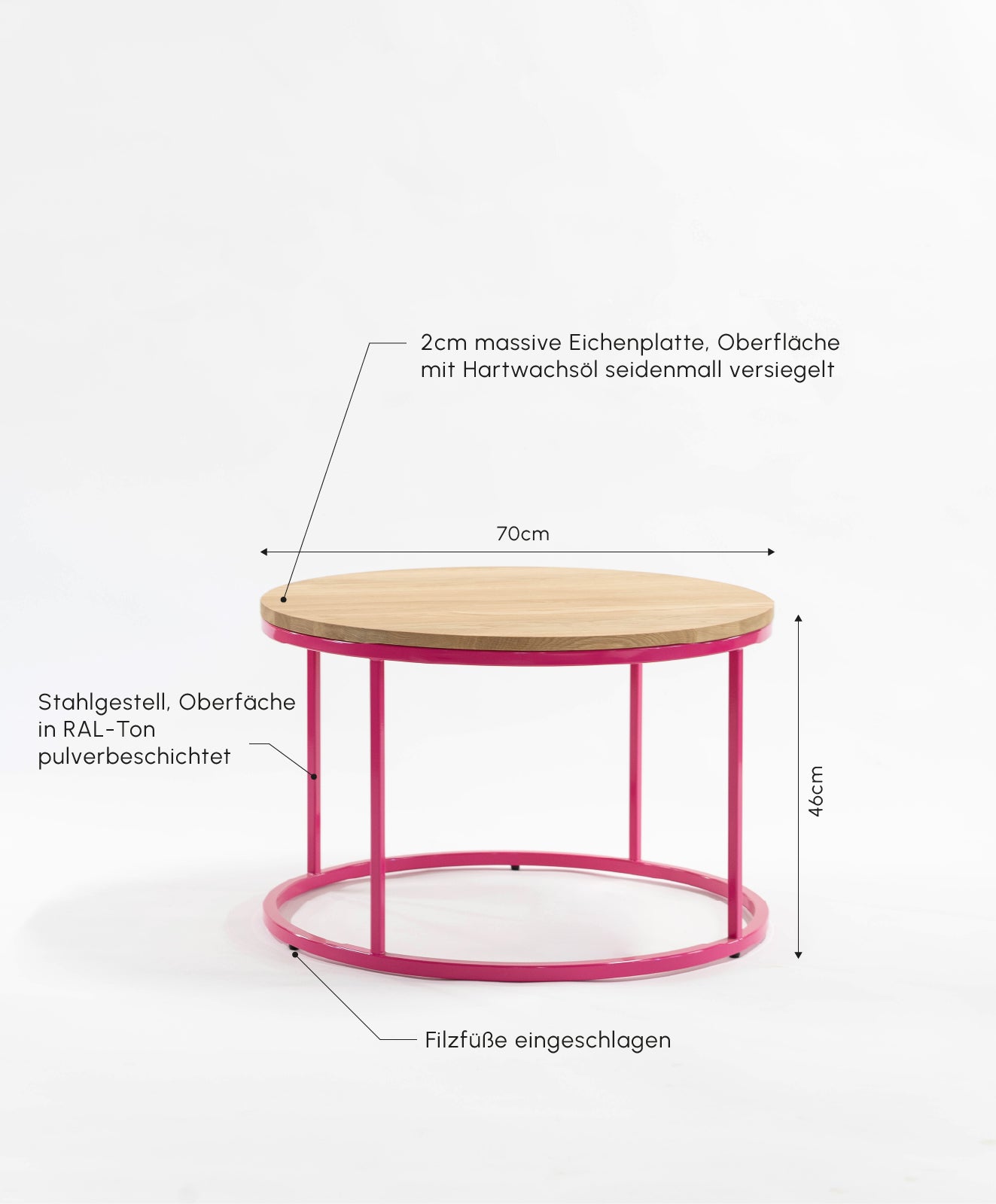 Couchtisch Holz rund TINO von KAWENTSMANN mit Infos zu Maßen und Details