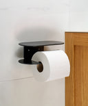 Toilettenpapierhalter ohne Bohren mit Ablage ORBI in Schwarz