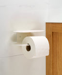 Toilettenpapierhalter ohne Bohren mit Ablage ORBI in Weiß
