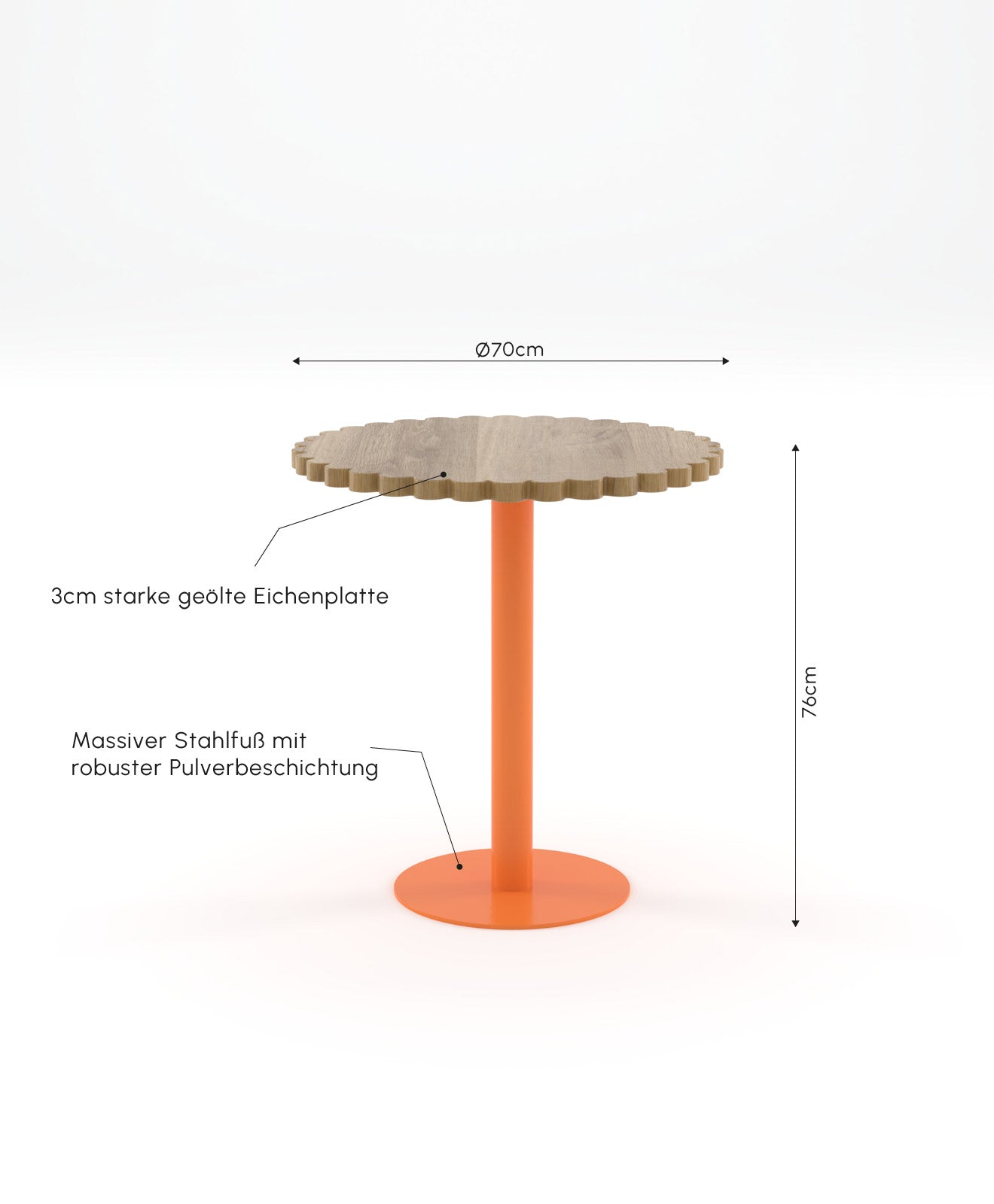 Infobild mit Details zum Bistrotisch Blume