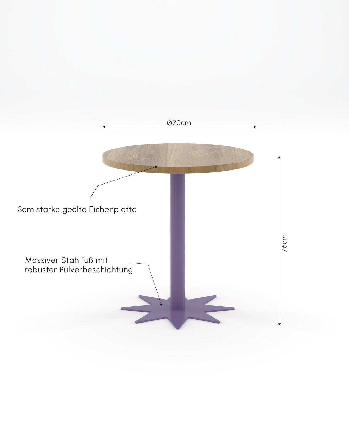 Infobild mit Details zum Bistrotisch Stern