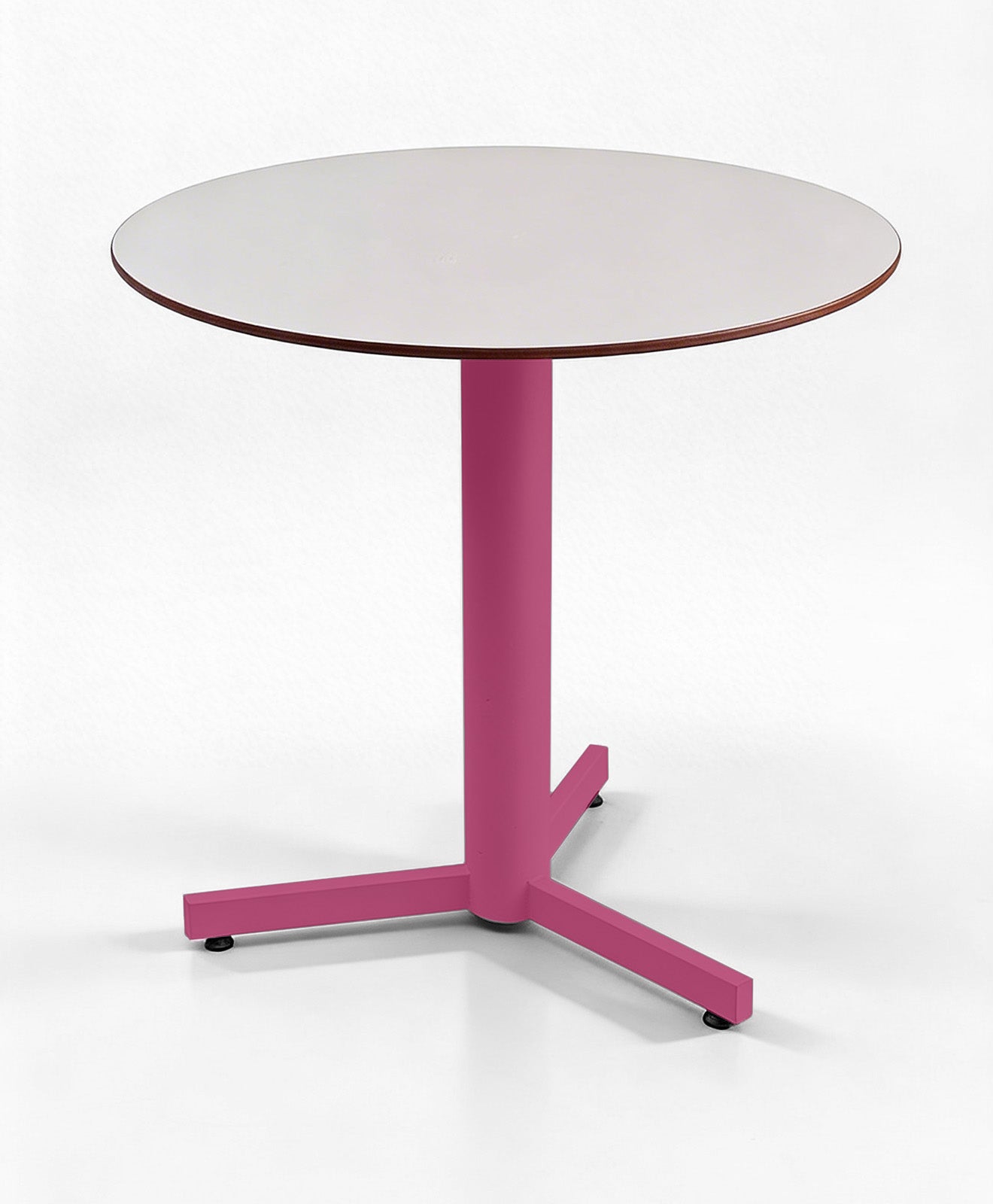 Gartentisch in rund mit Stahlgestell in magenta
