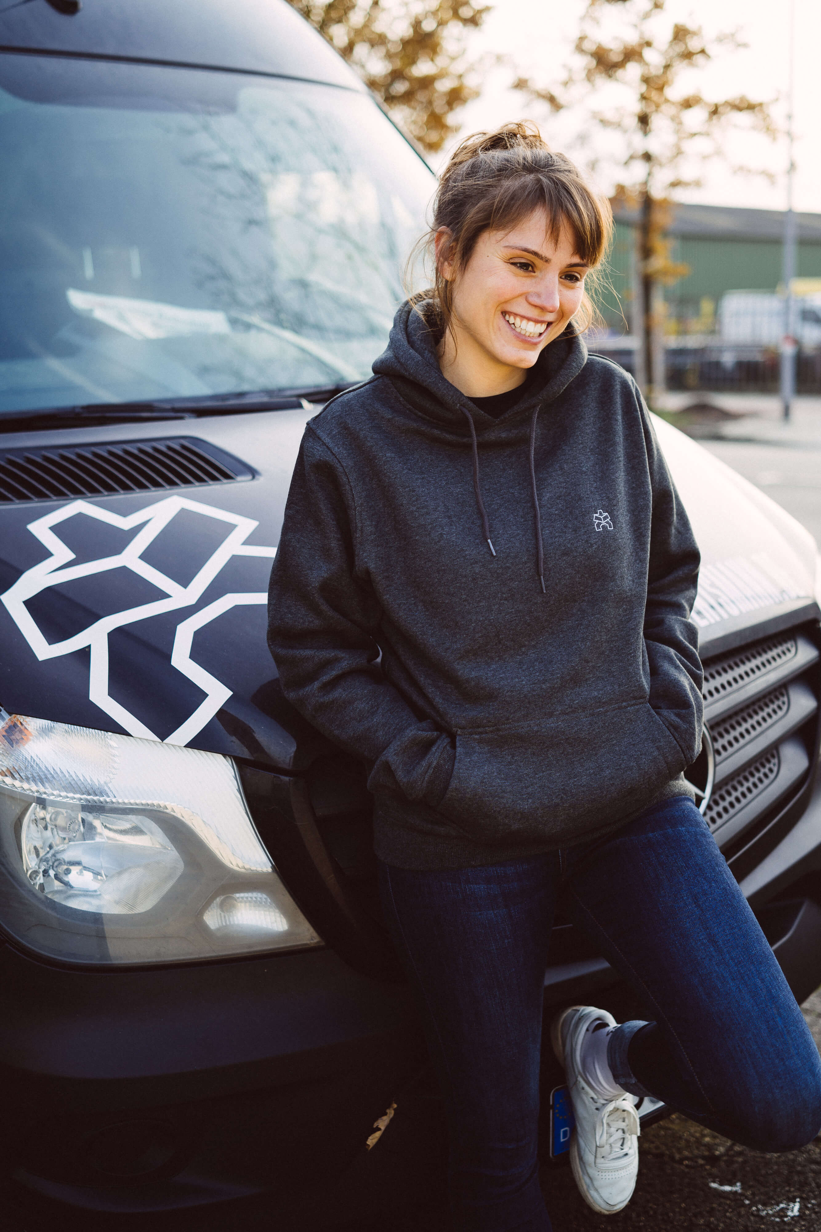 Kawentsmann Hoodie dunkelgrau meliert mit besticktem Logo
