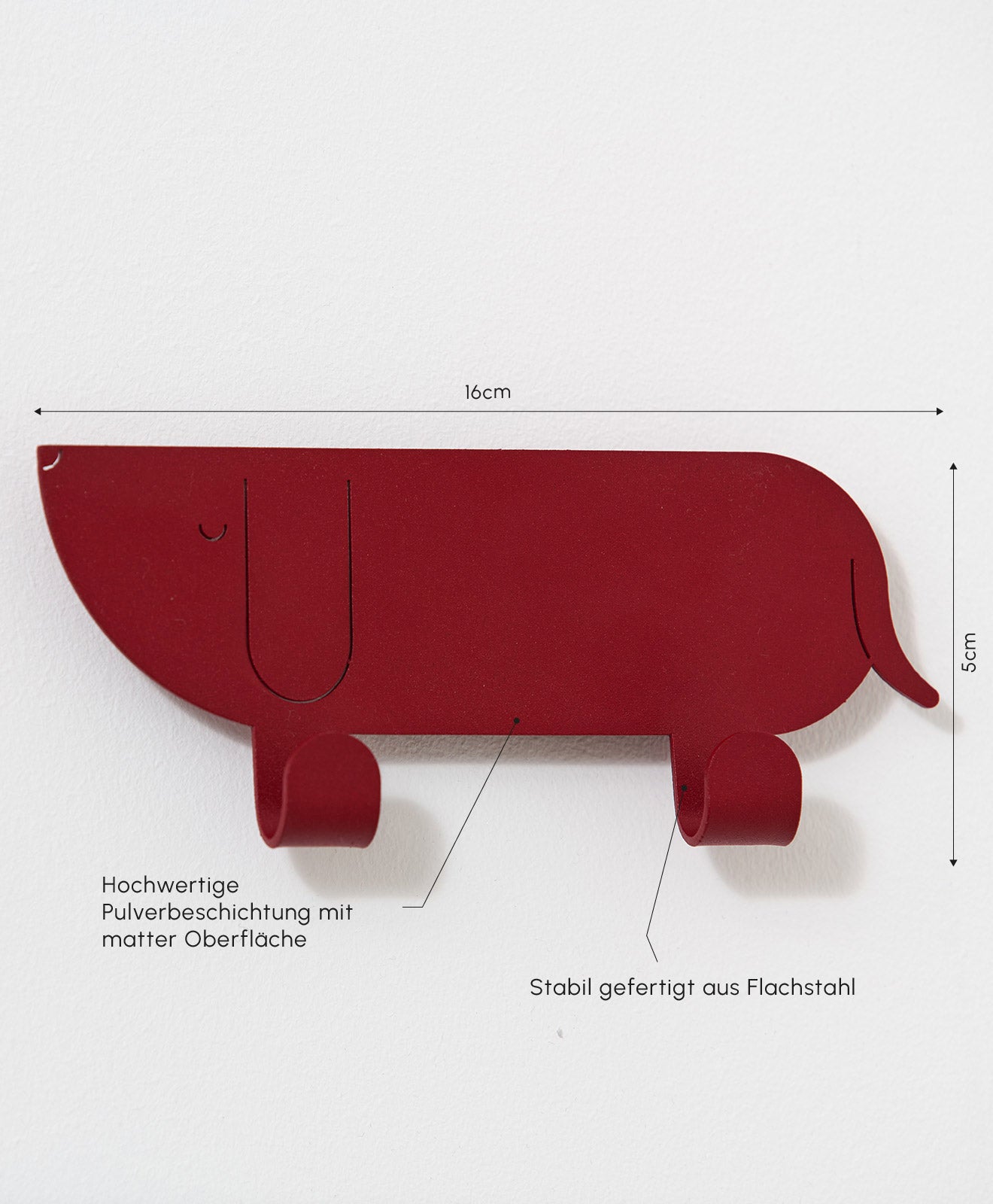 Wandhaken für Kinder Dackel Maße & Infos