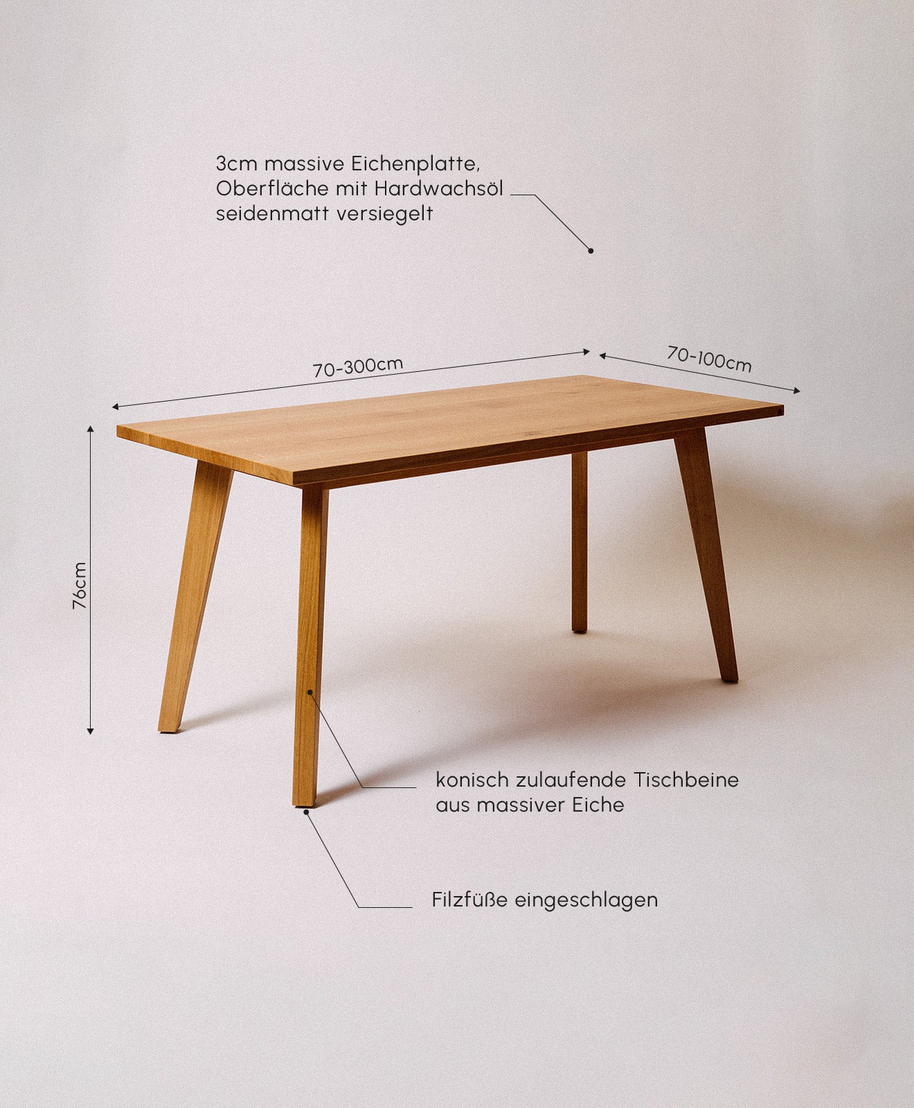 Tisch Massivholz Eiche KNEBBEL Details - Infobild