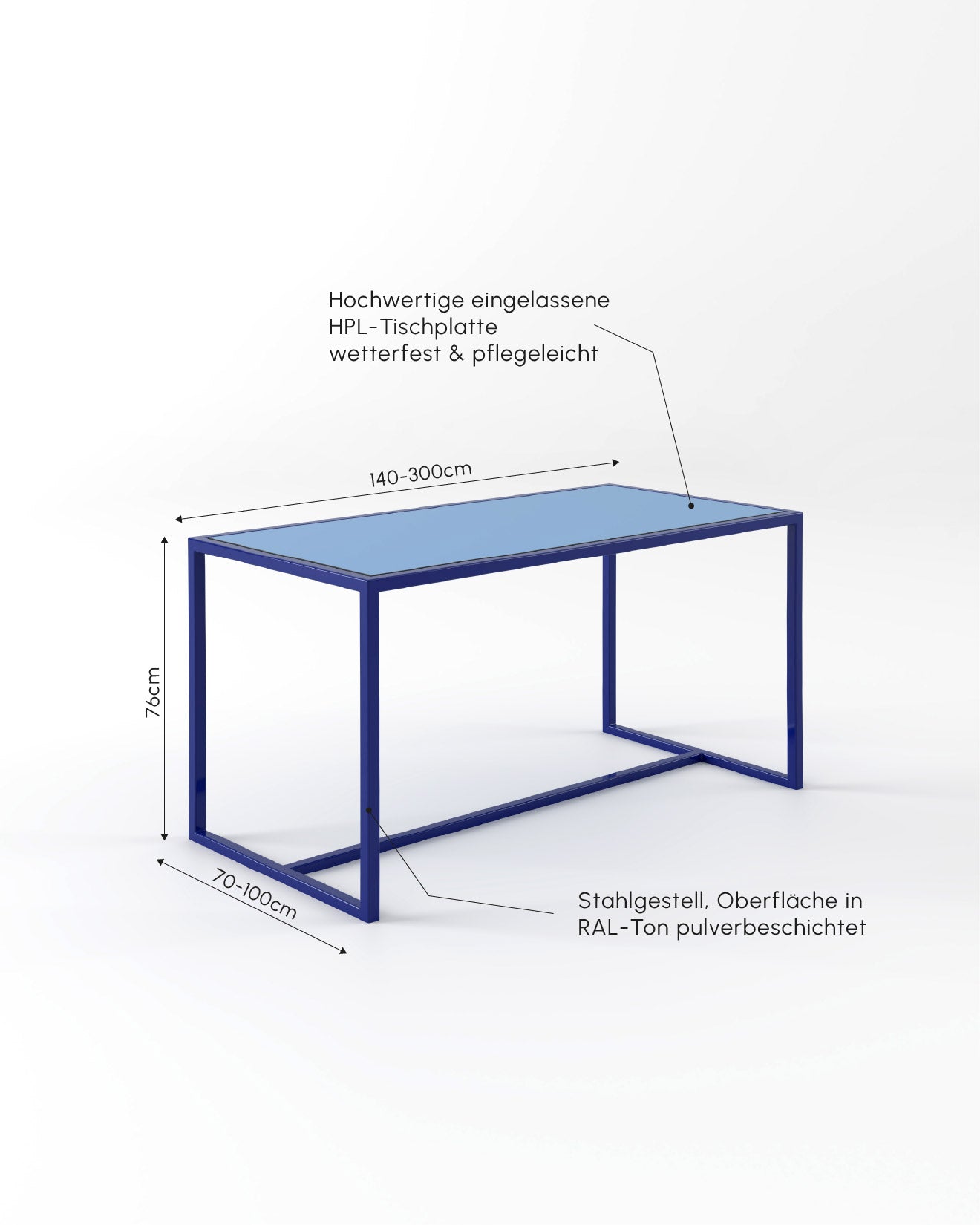 Outdoor Tisch TALON mit Mittelstrebe - Infos & Maße