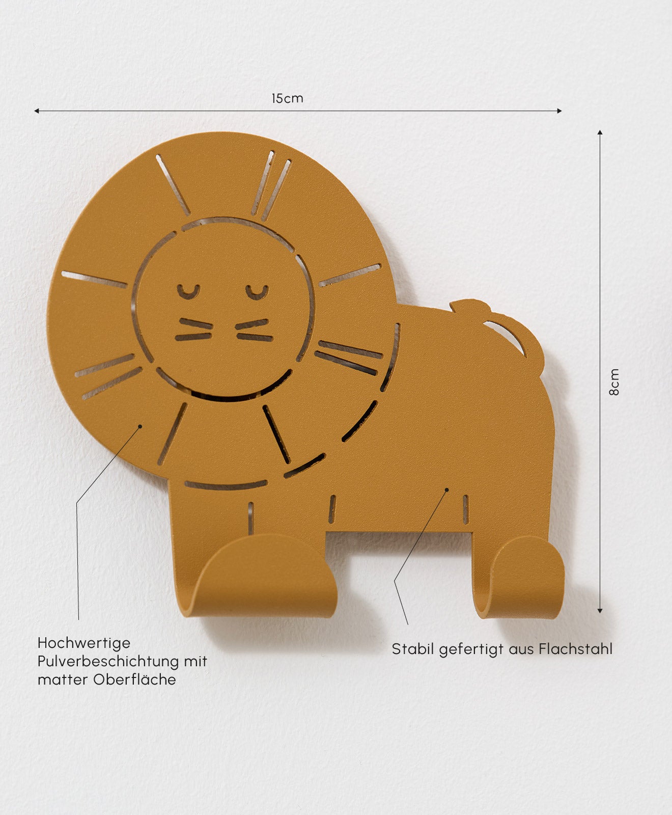 Wandhaken für Kinder Löwe Maße & Infos