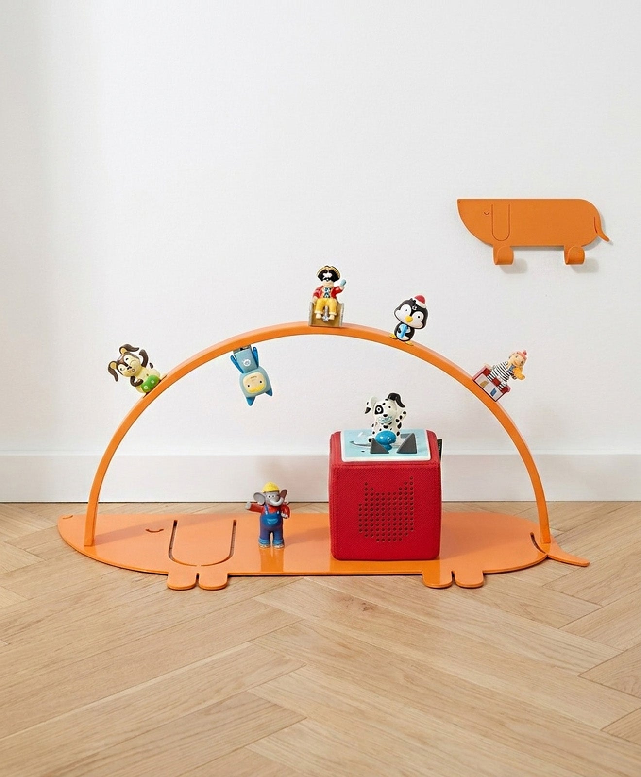 Kinderzimmer Set aus Regal für die Toniebox und passendem Wandhaken für Kinder - Motiv Dackel