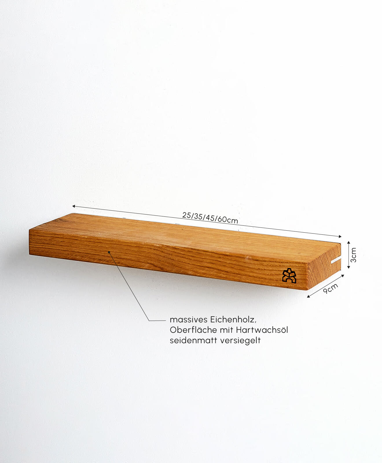 Wandregal aus Holz (Eiche) von Kawentsmann Details & Maße