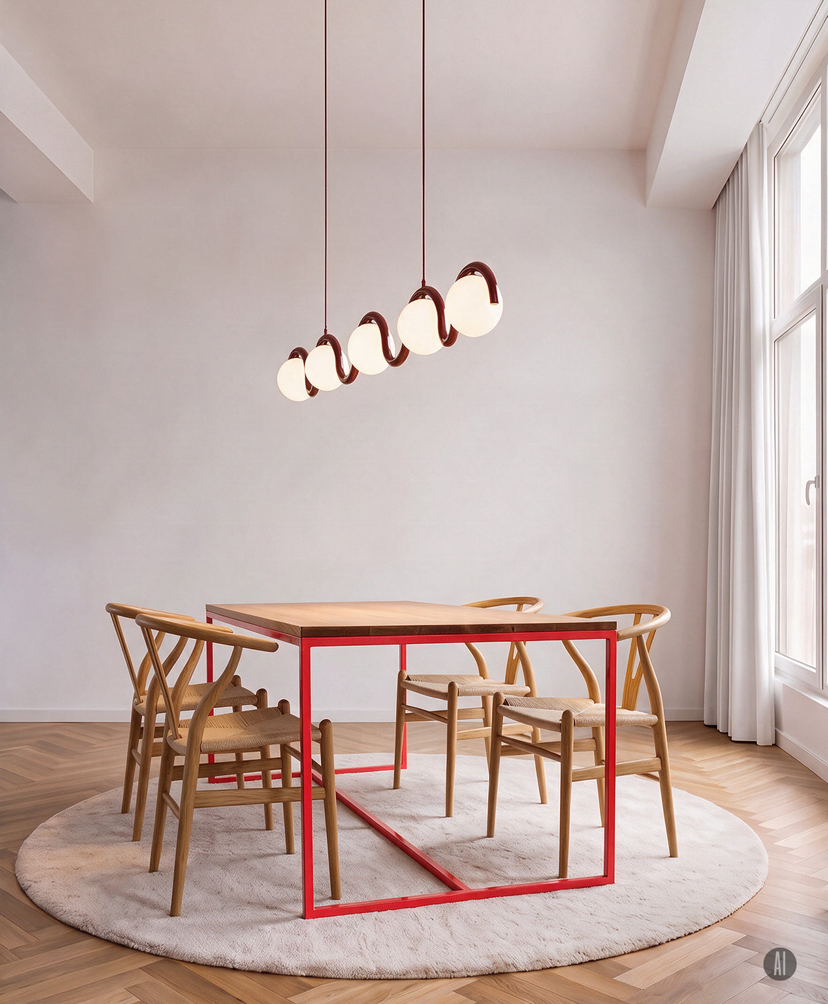 Tisch Massivholz & Stahlgestell mit Mittelstrebe TALON