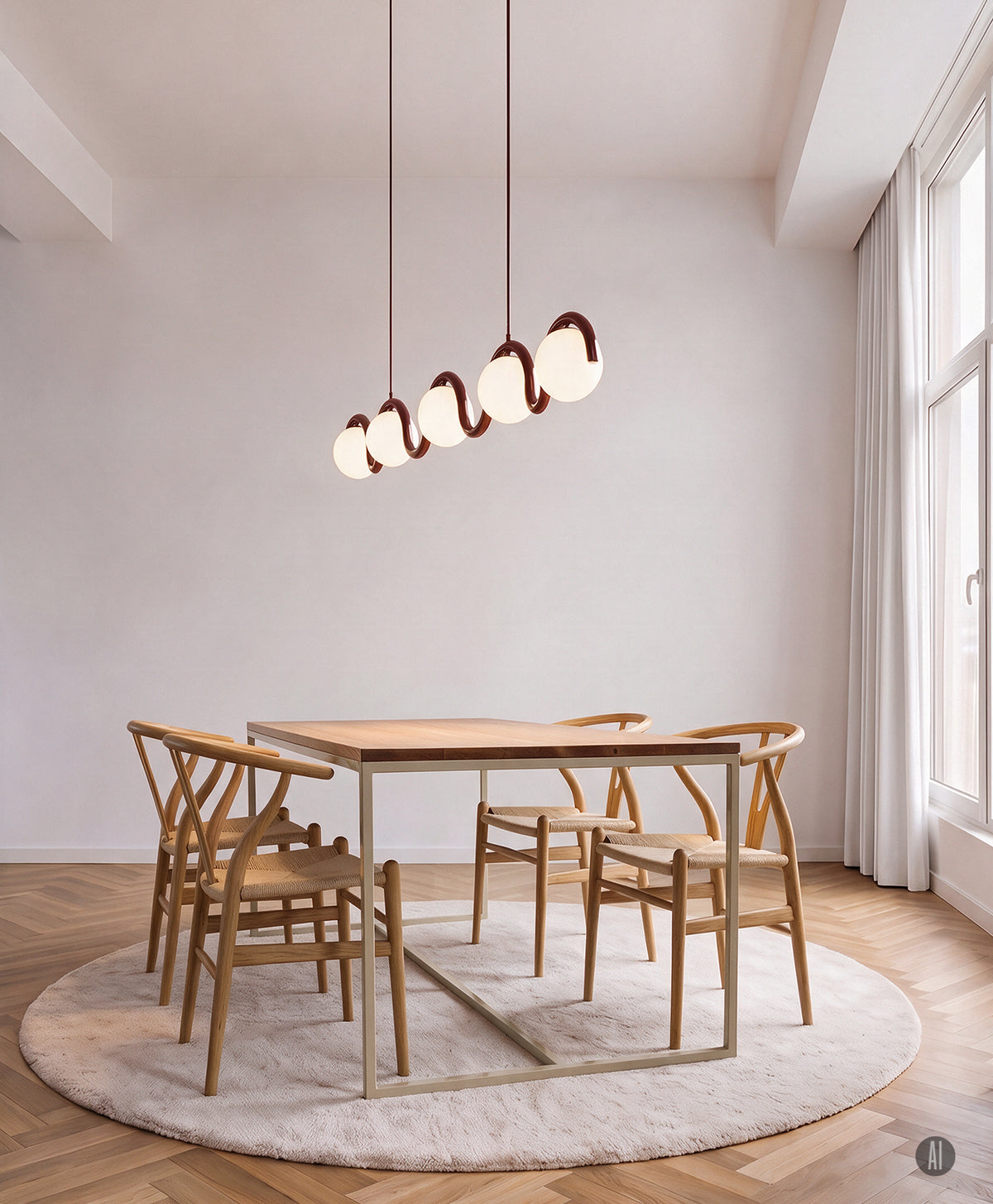 Tisch Massivholz & Stahlgestell mit Mittelstrebe TALON