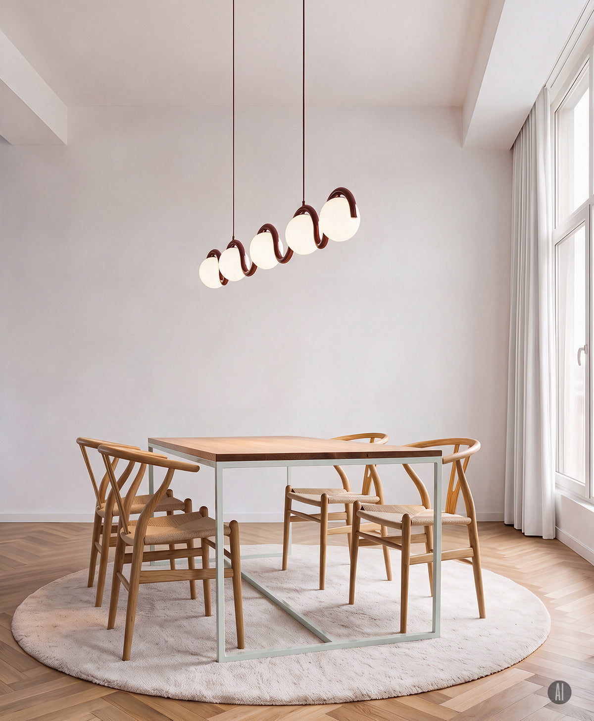 Tisch Massivholz & Stahlgestell mit Mittelstrebe TALON