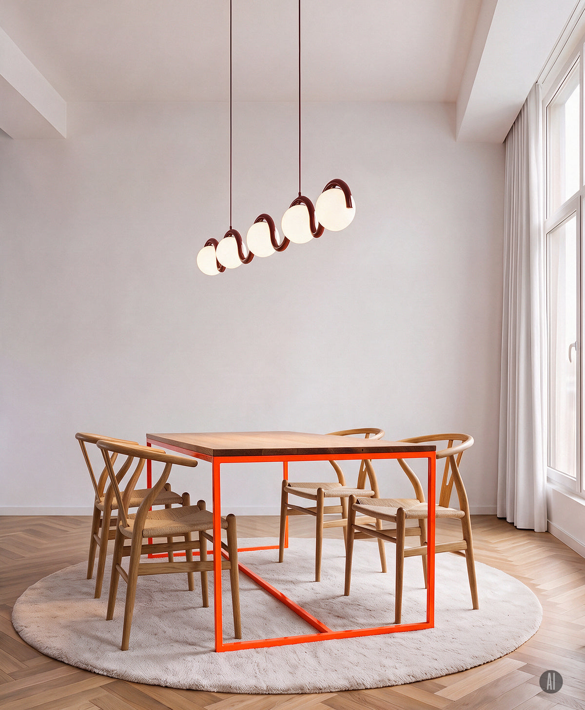 Tisch Massivholz & Stahlgestell mit Mittelstrebe TALON
