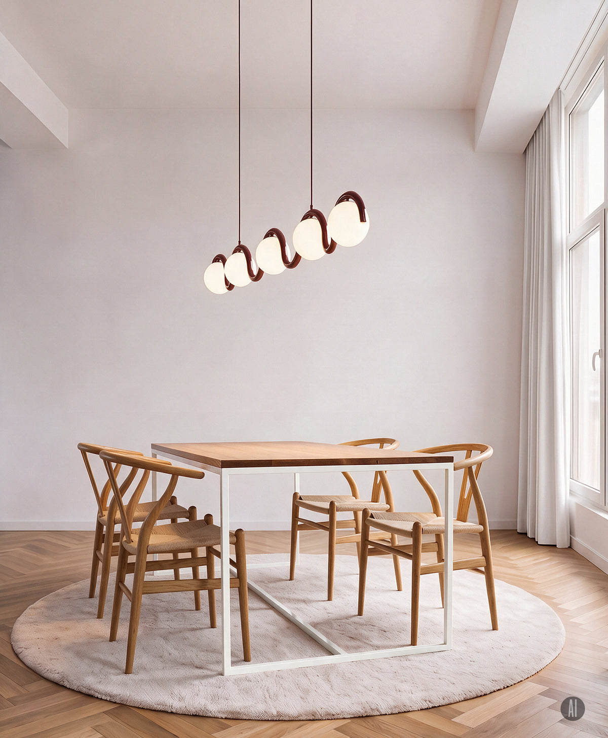 Tisch Massivholz & Stahlgestell mit Mittelstrebe TALON