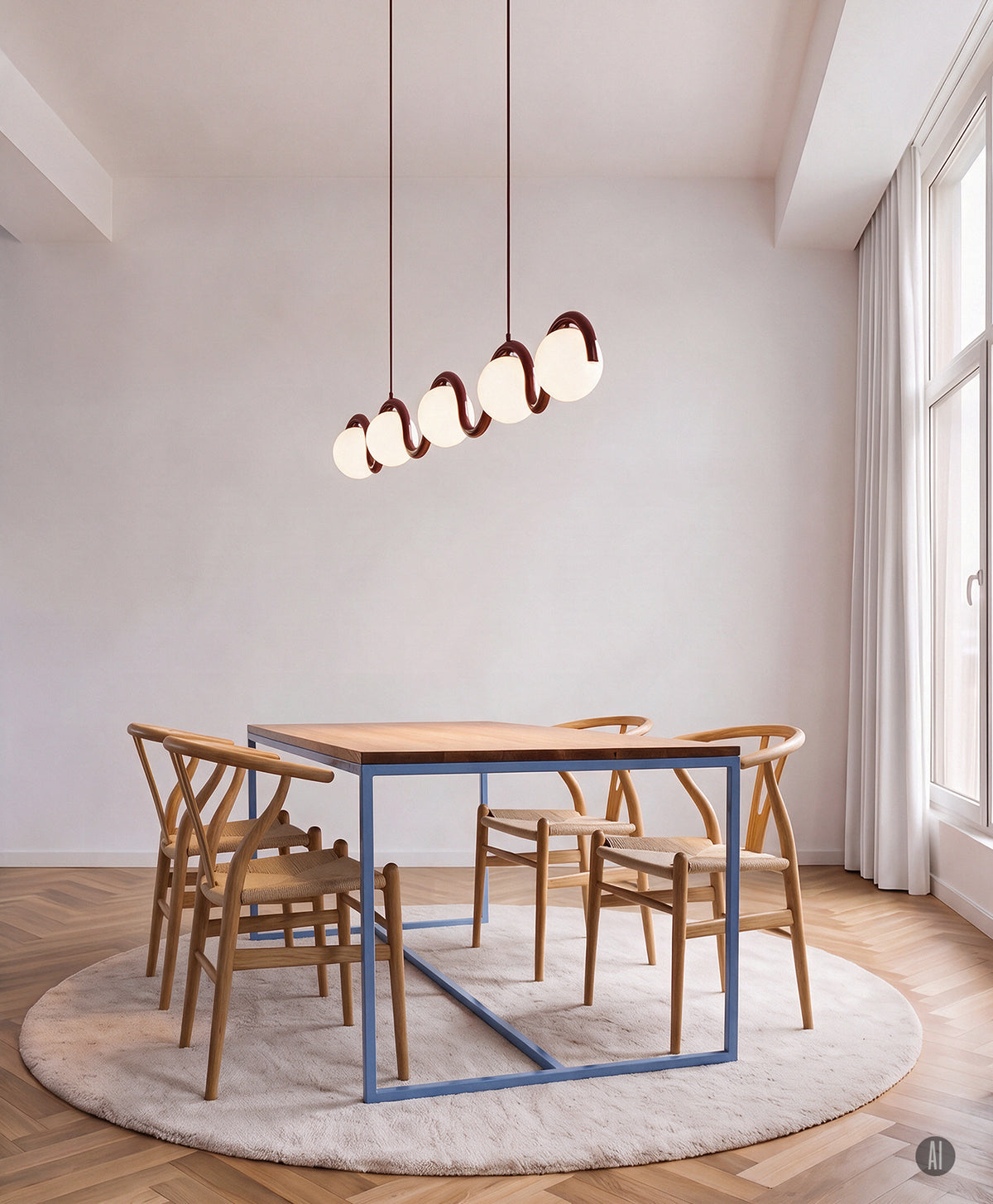Tisch Massivholz & Stahlgestell mit Mittelstrebe TALON