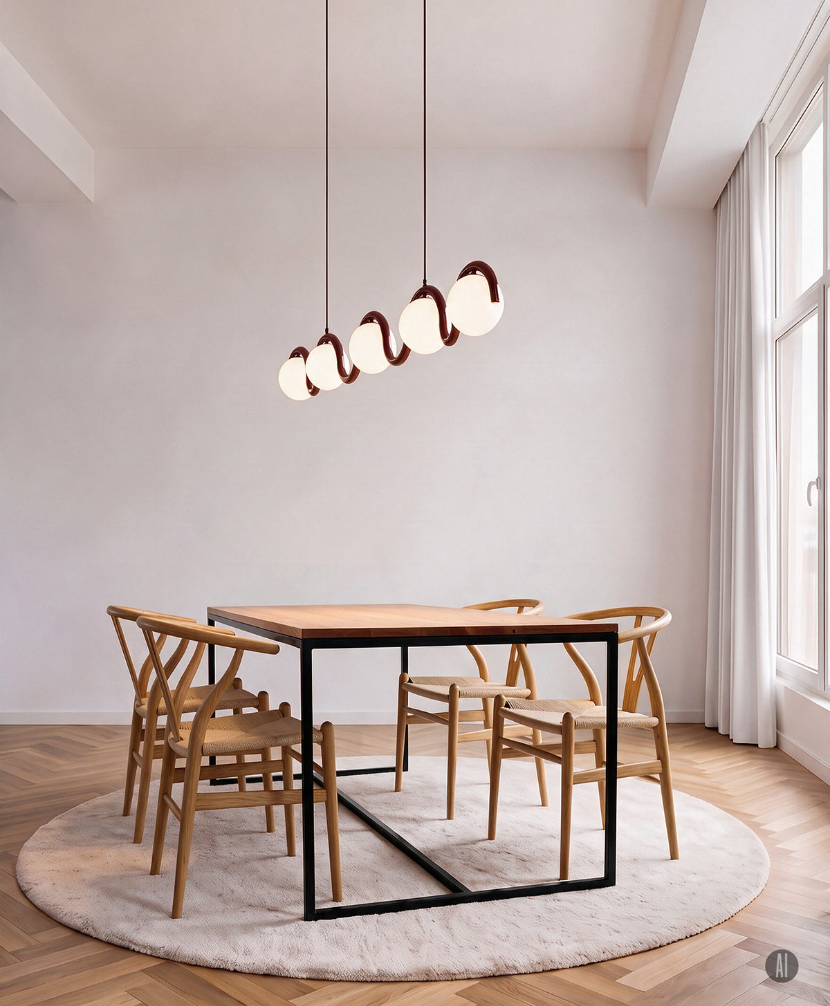 Tisch Massivholz & Stahlgestell mit Mittelstrebe TALON