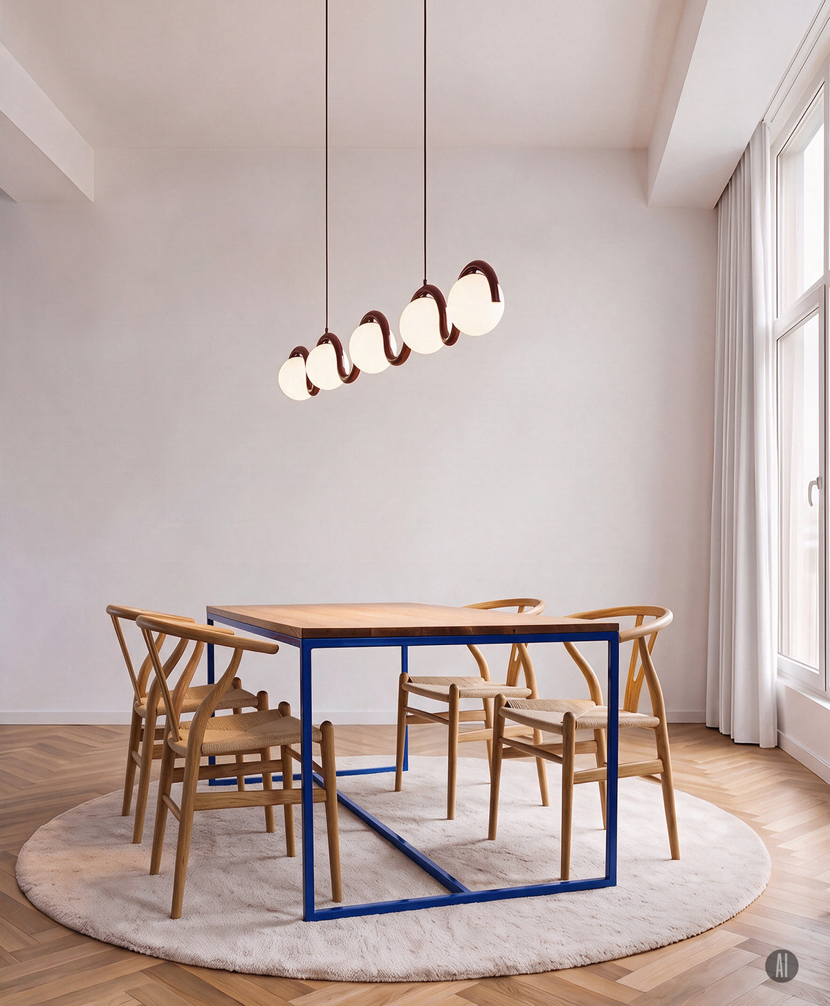 Tisch Massivholz & Stahlgestell mit Mittelstrebe TALON