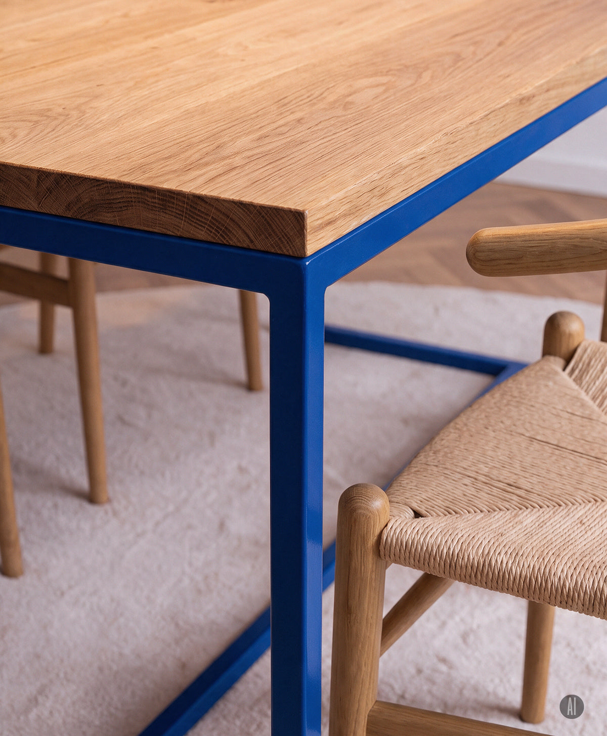 Tisch Massivholz & Stahlgestell mit Mittelstrebe TALON