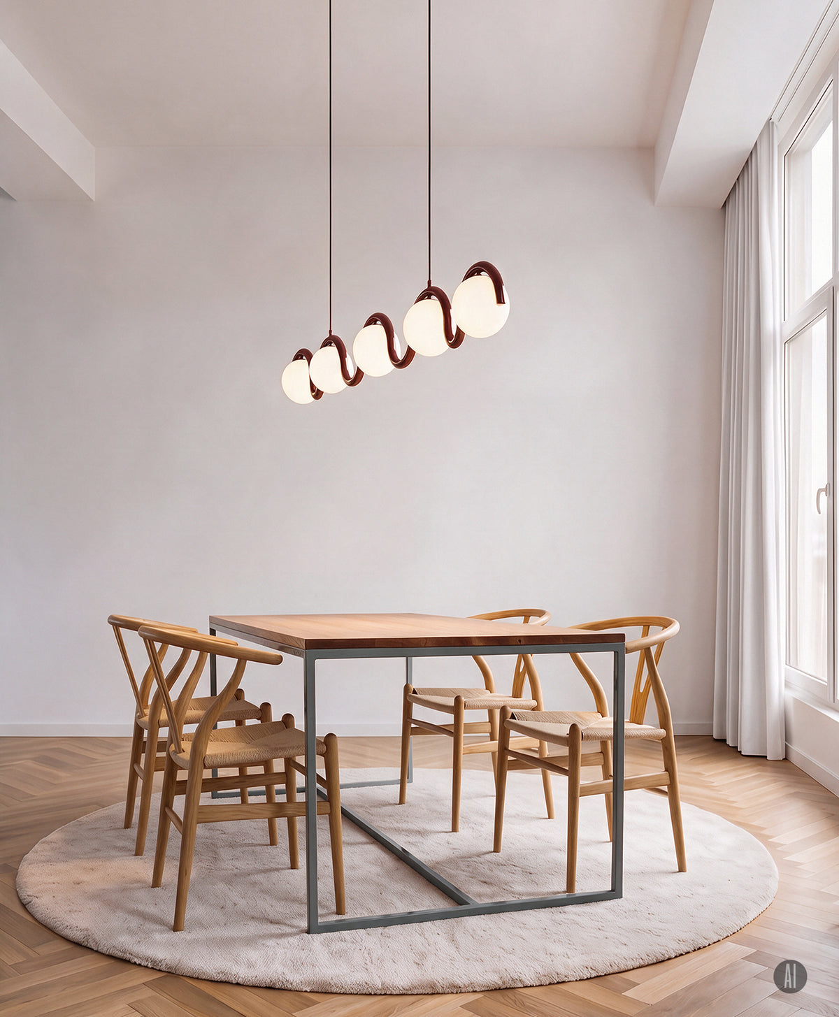 Tisch Massivholz & Stahlgestell mit Mittelstrebe TALON